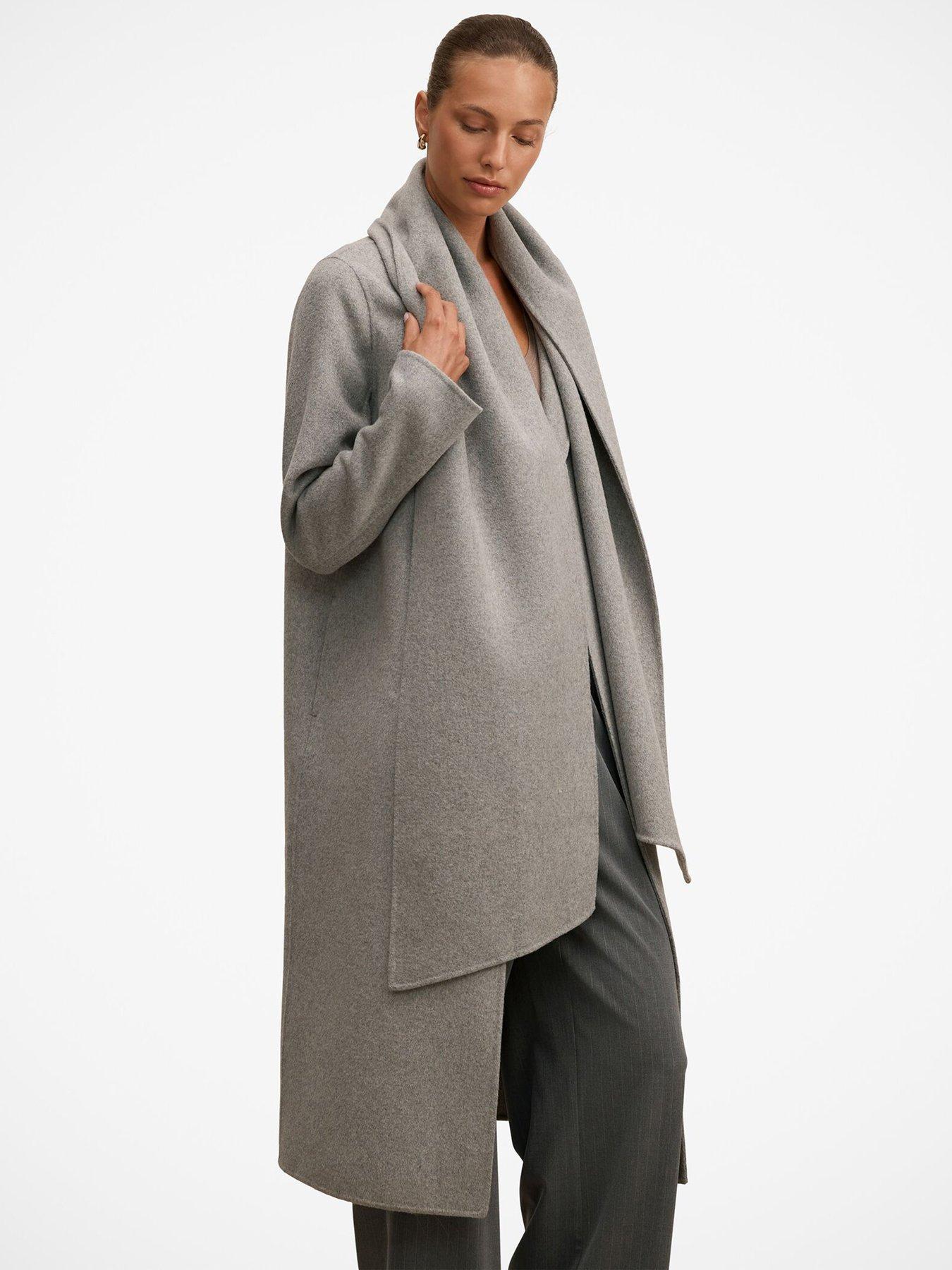 Image 6 of 7 of Forever New Womens Scarf Detail Belted Coat - Grey