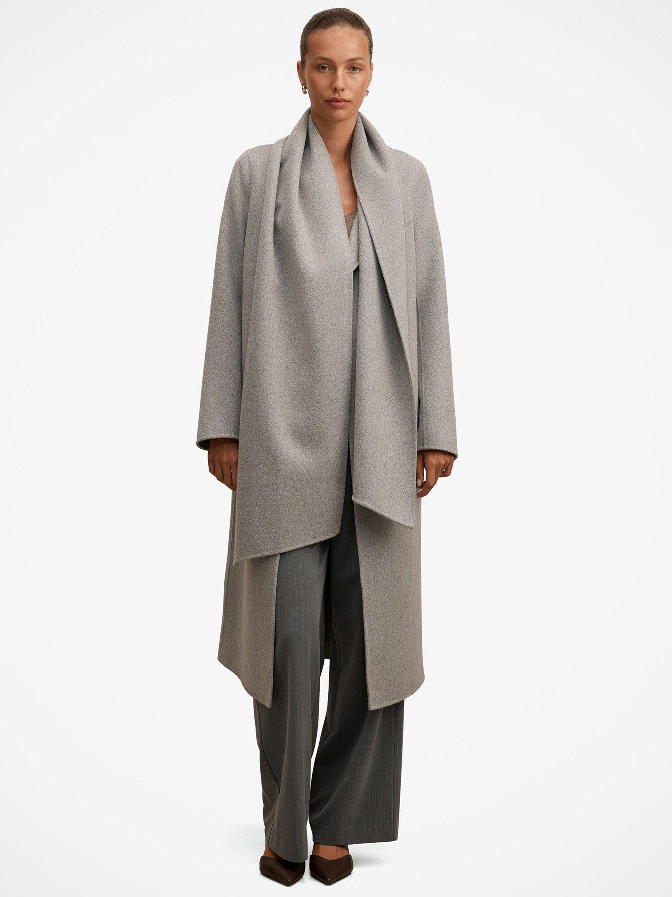 Image 7 of 7 of Forever New Womens Scarf Detail Belted Coat - Grey