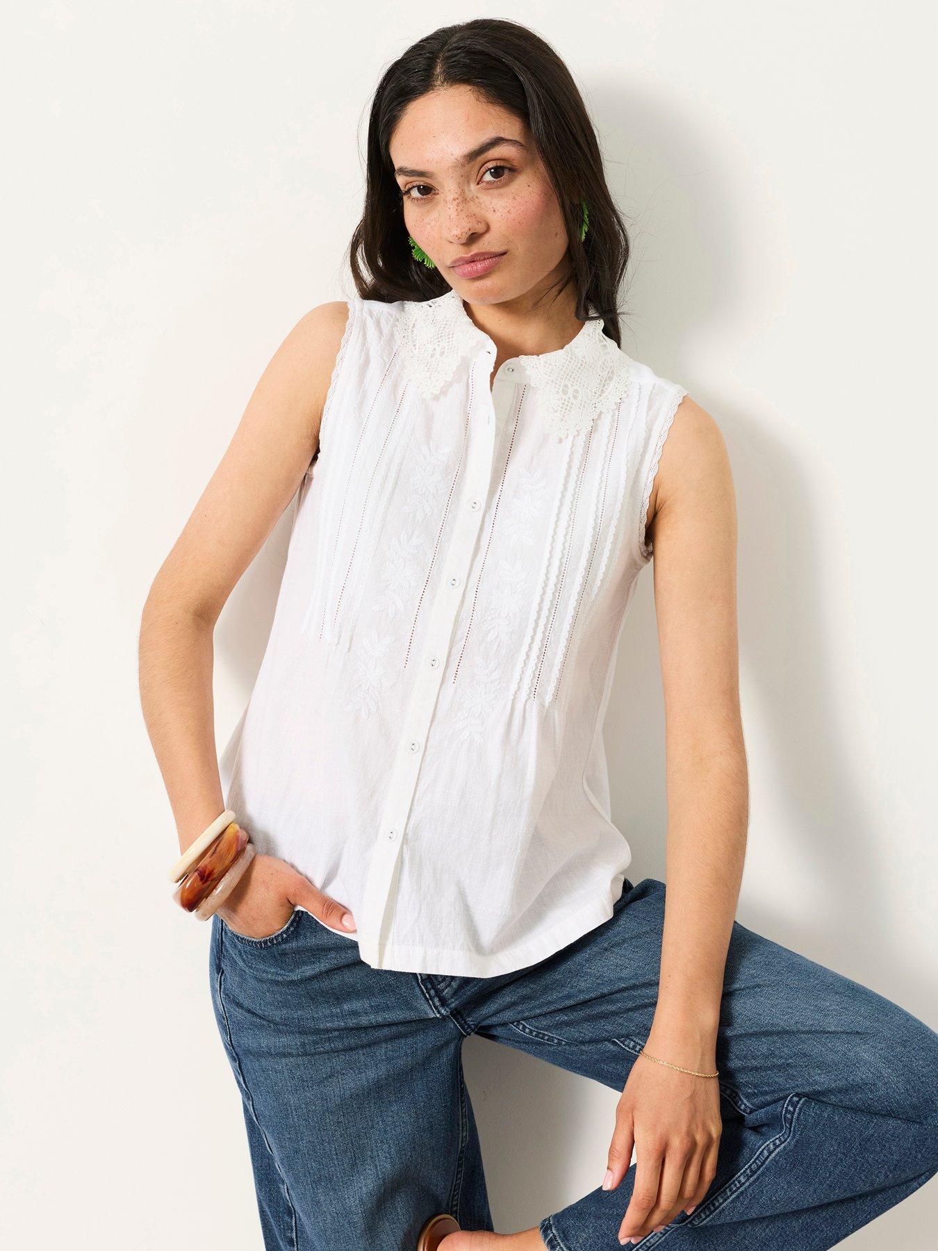 FatFace Sarah Sleeveless Shirt - White