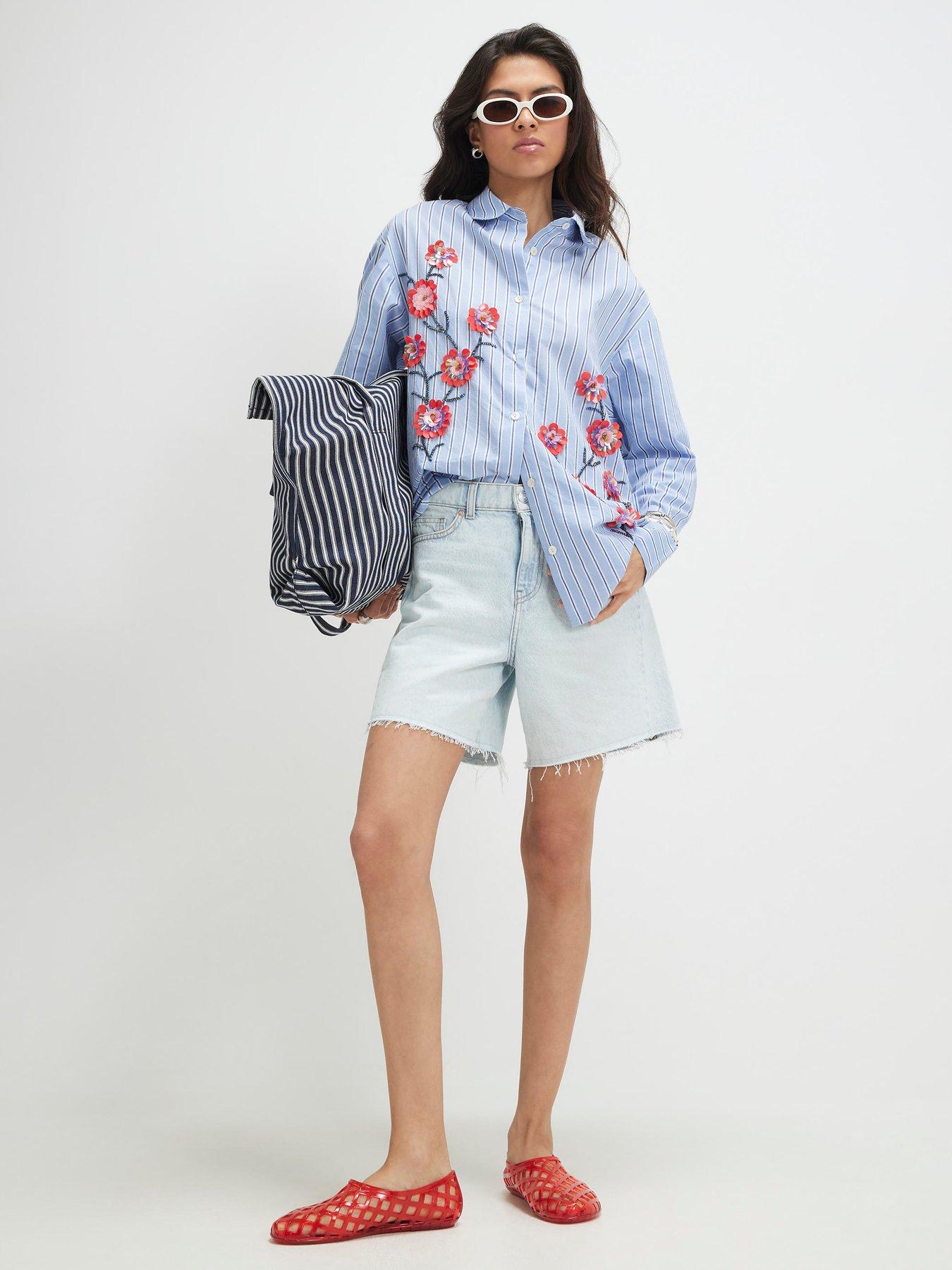River Island Floral Emb Boutique Shirt - Blue