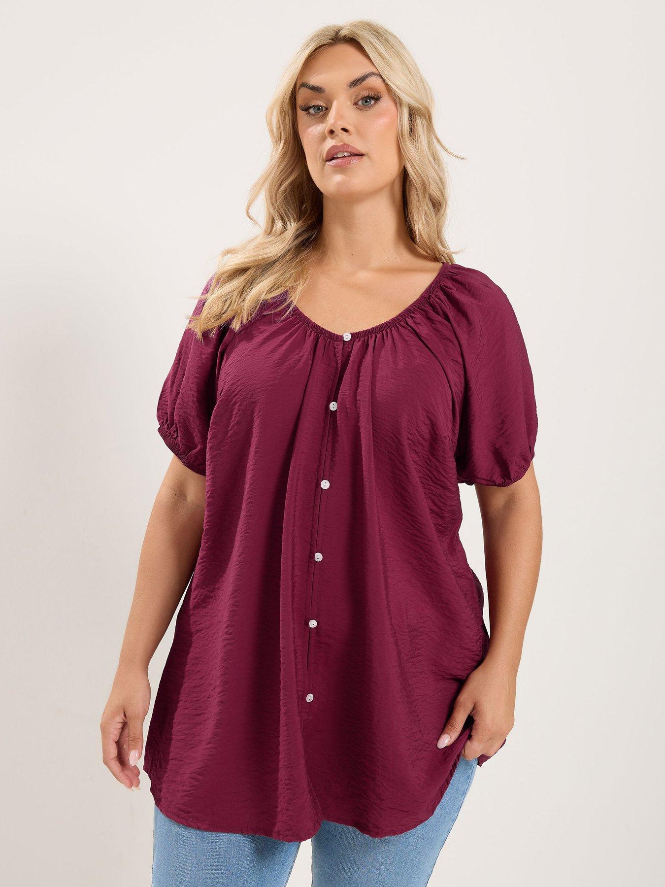 Image 1 of 4 of Yours Curve Crochet Gypsy Top - Red