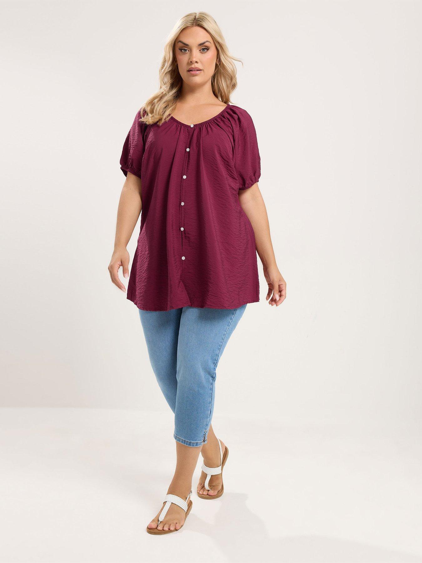 Image 3 of 4 of Yours Curve Crochet Gypsy Top - Red