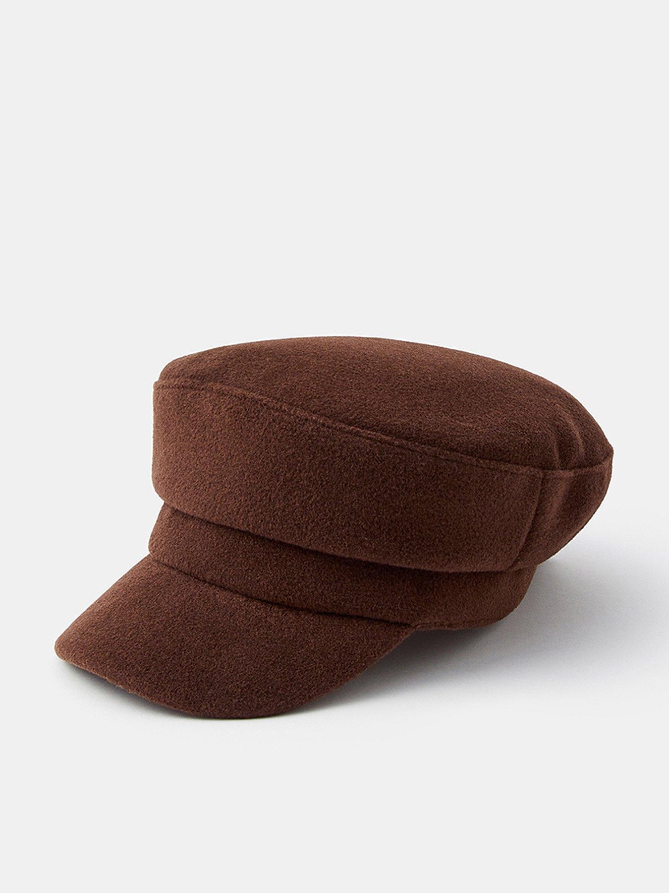 Image 1 of 4 of Accessorize Chocolate Felt Baker Boy Hat - Brown