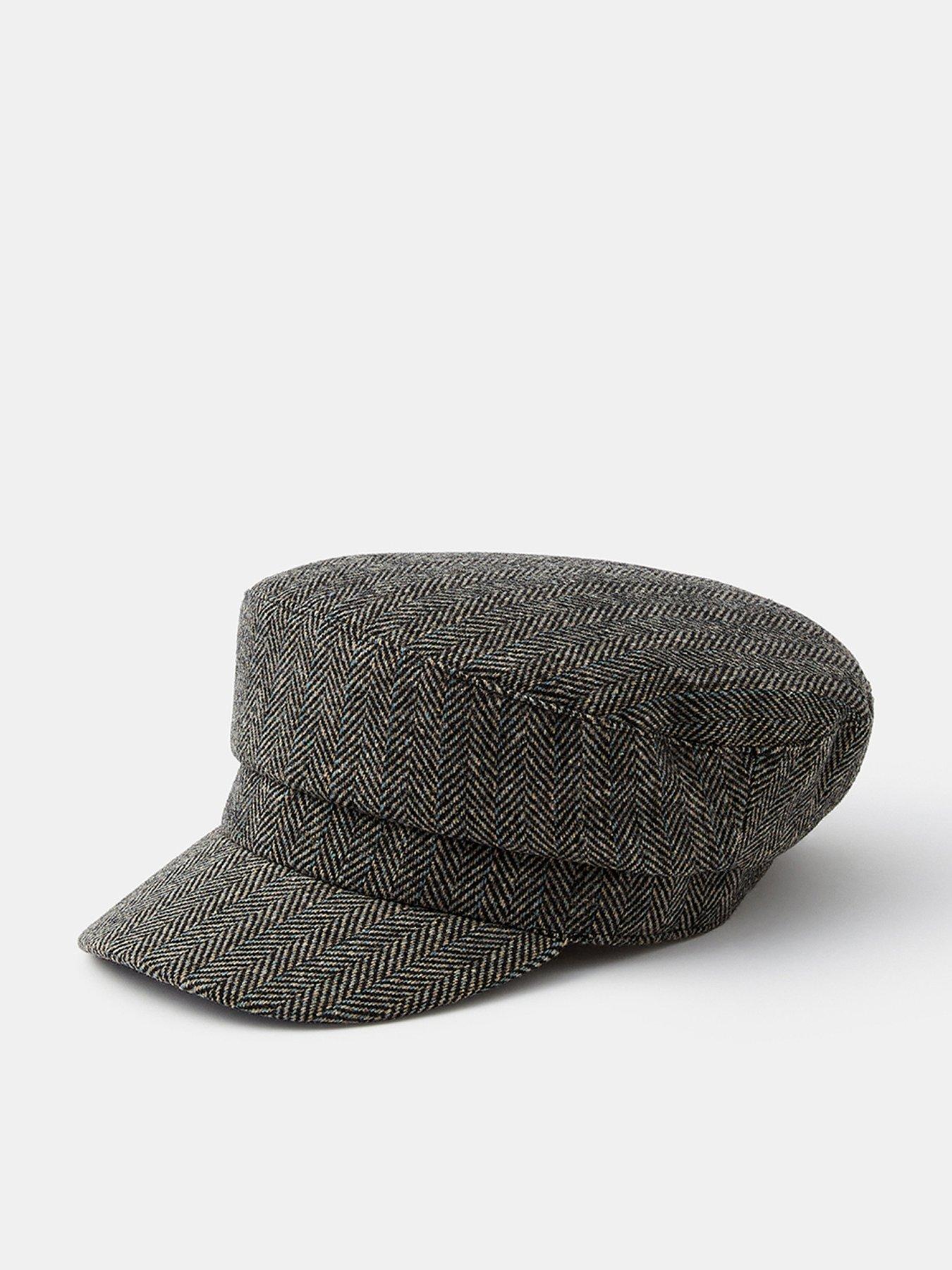 Image 1 of 4 of Accessorize Herringbone Baker Boy Cap - Grey