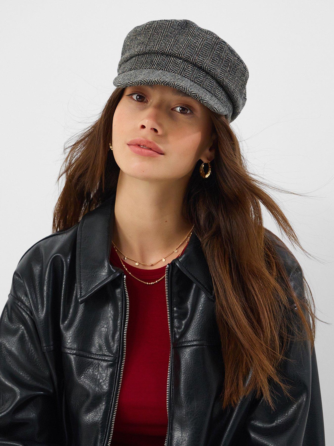 Image 2 of 4 of Accessorize Herringbone Baker Boy Cap - Grey