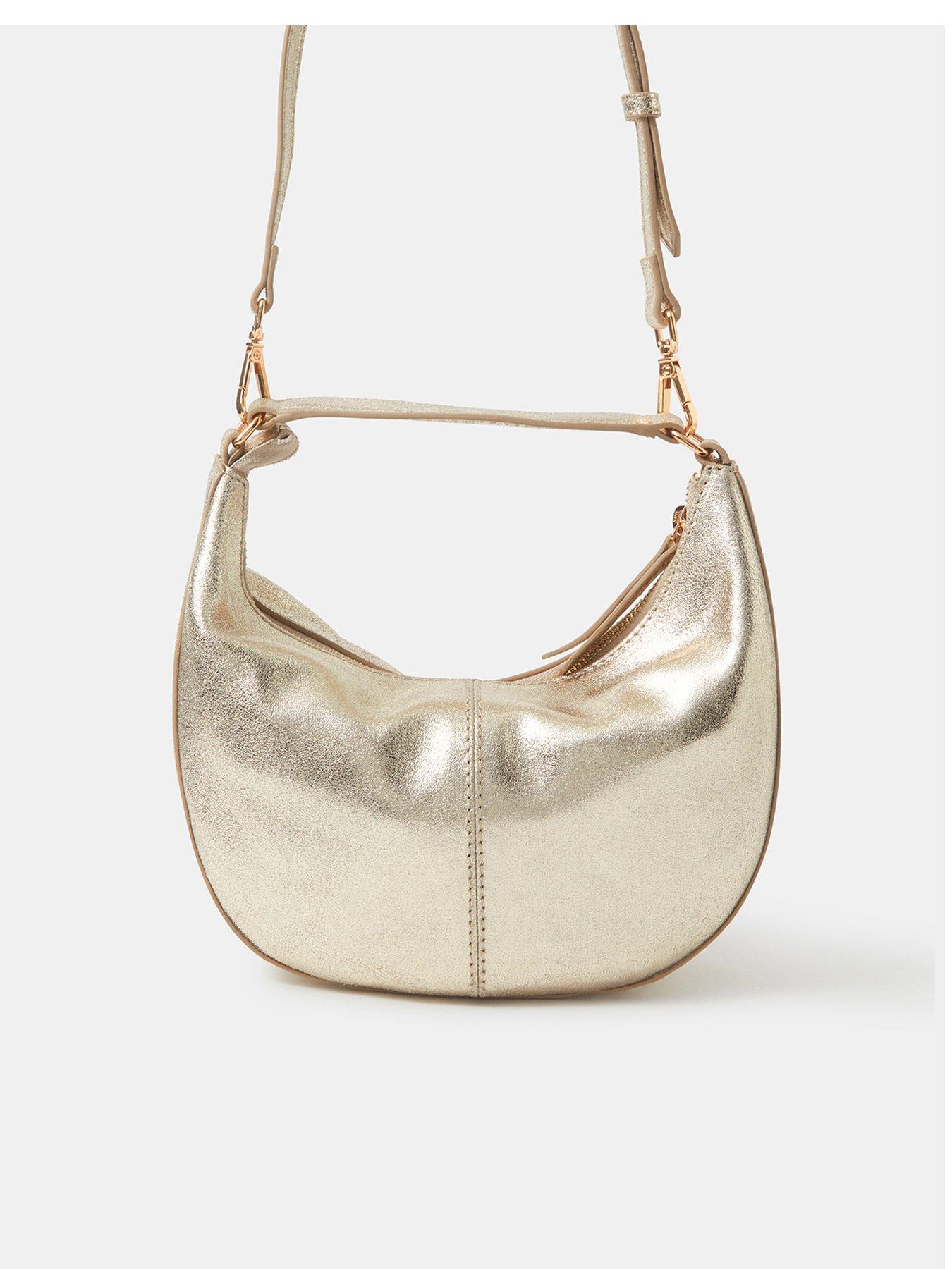 Accessorize Suede Handheld Moon Bag - Gold