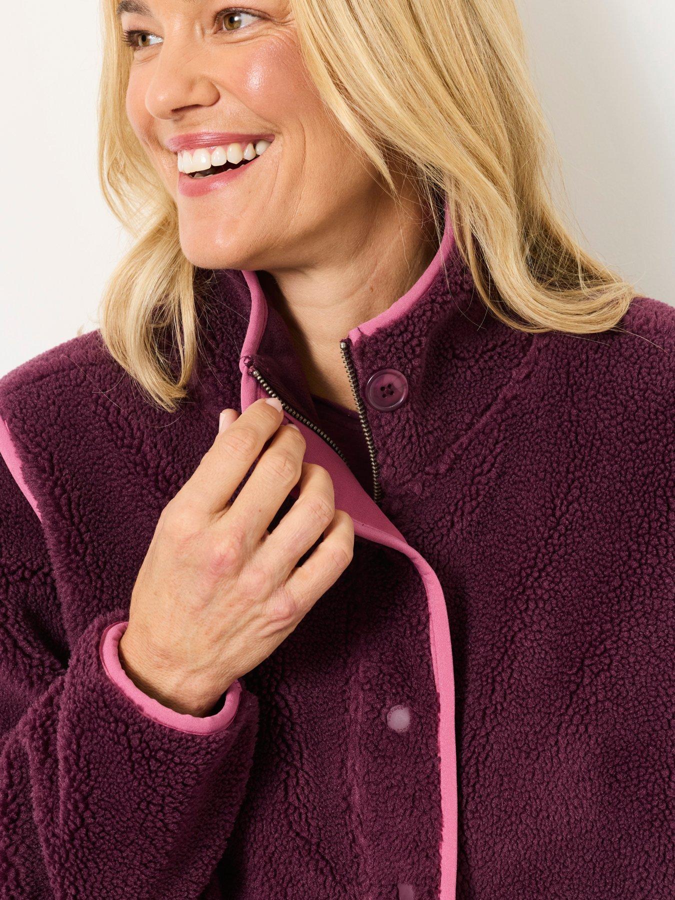Image 4 of 6 of FatFace Womens Ellie Borg Fleece Zip Bomber Jacket - Red