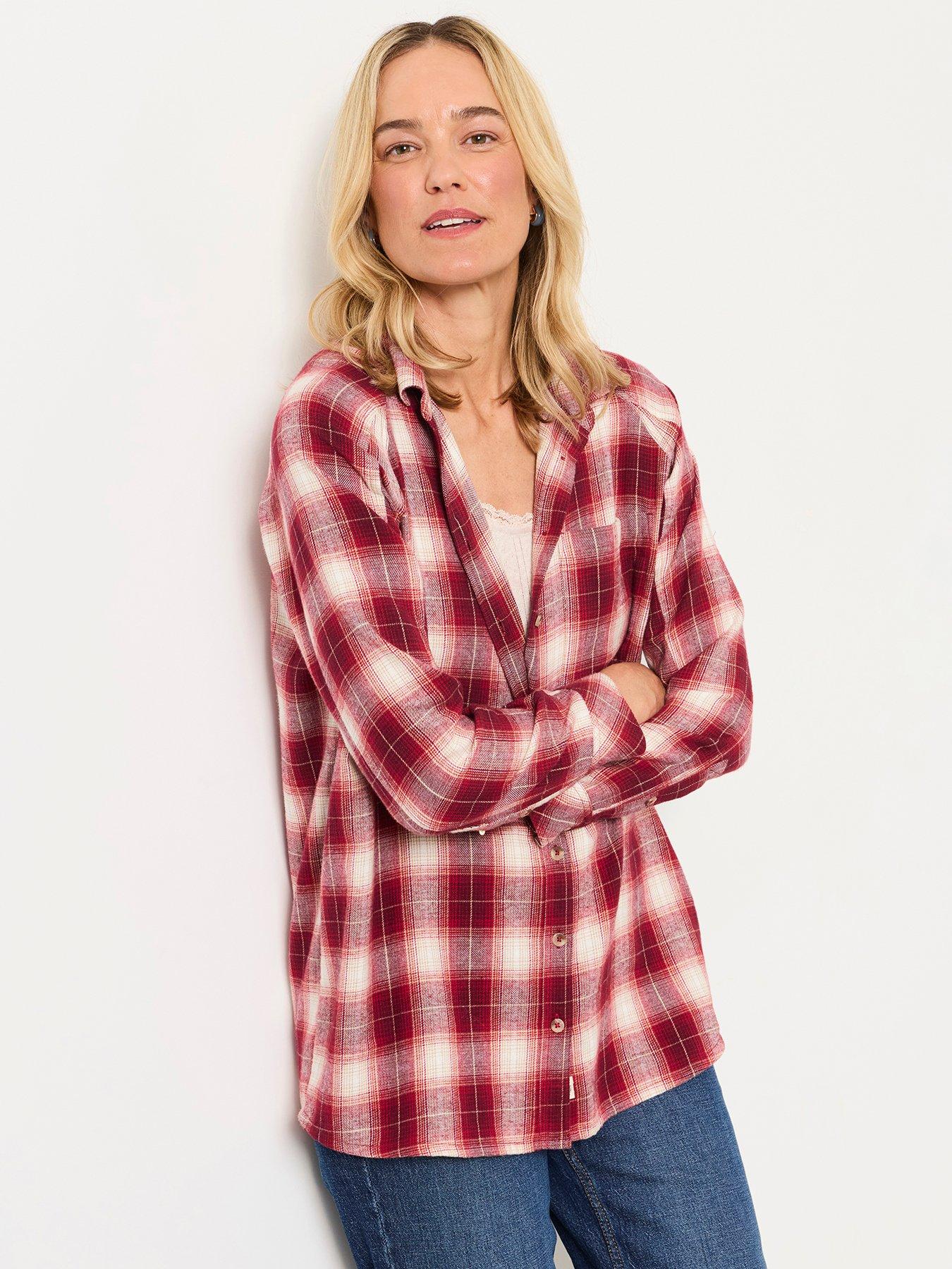 FatFace Women's Bessie Checked Button-Down Shirt - Red