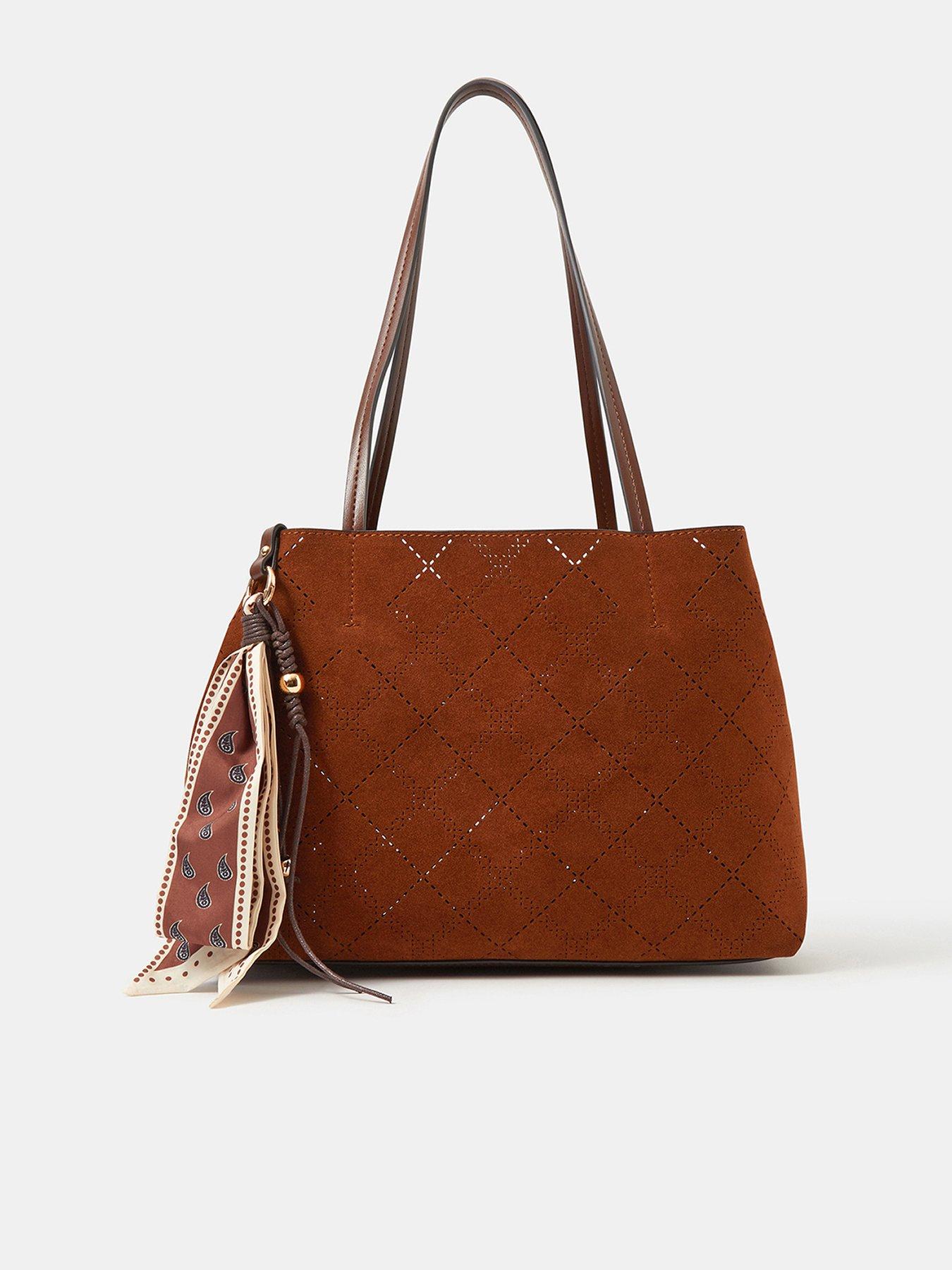 Accessorize Suedette Scarf Tote Bag - Brown