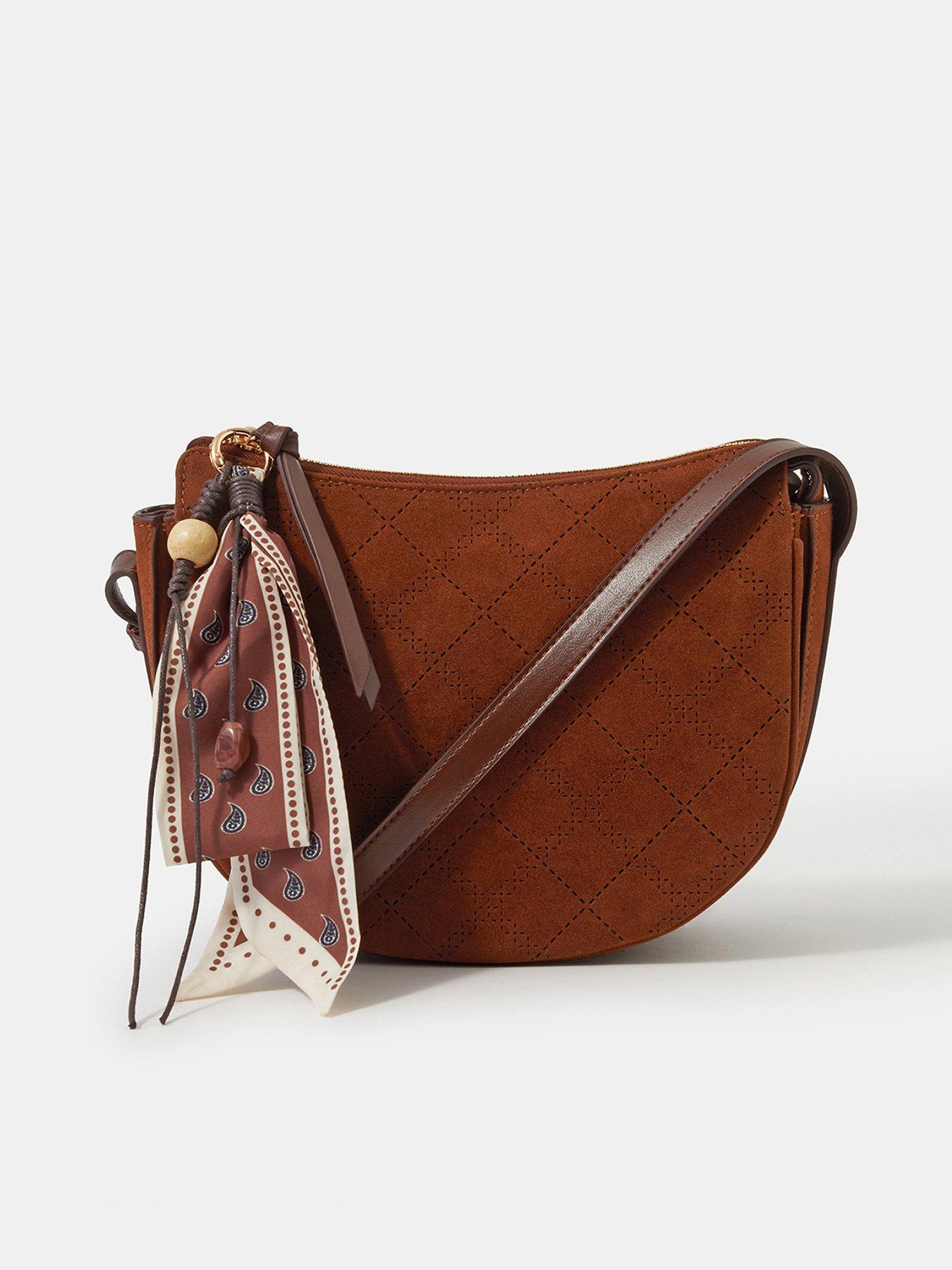 Accessorize Suedette Scarf Cross Body - Brown