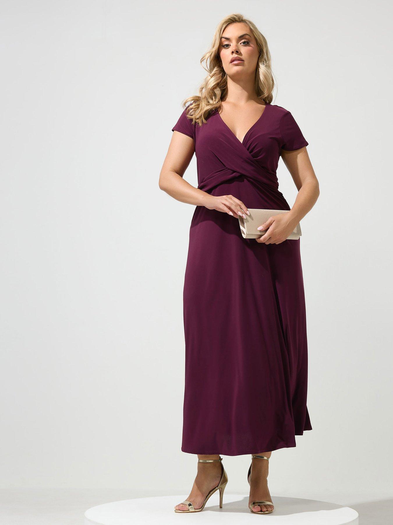 Yours Curve Wrap Twist Front Dress - Purple