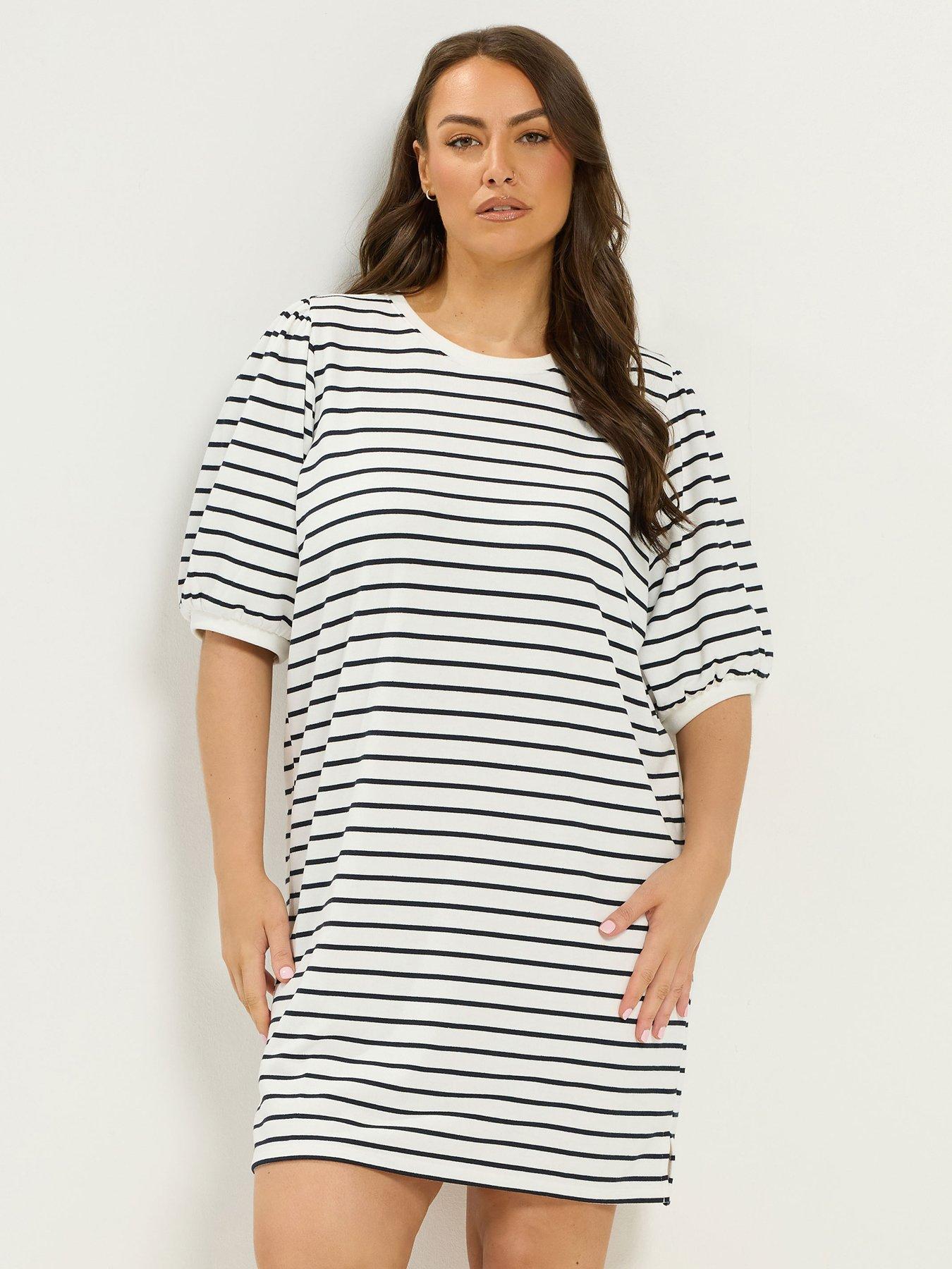 Image 1 of 4 of Yours Curve Balloon Sleeve Dress - White