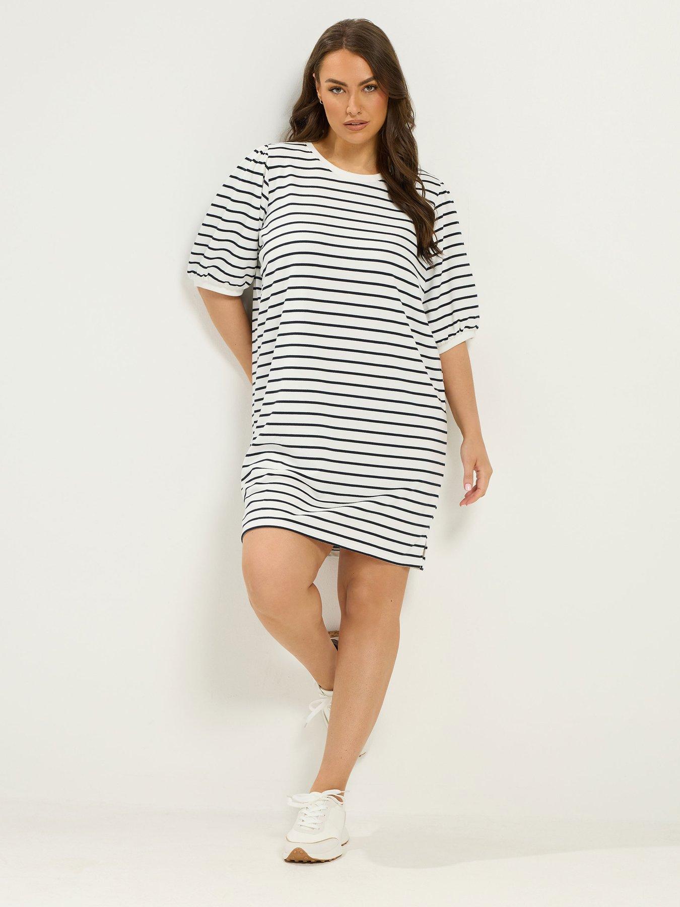Image 3 of 4 of Yours Curve Balloon Sleeve Dress - White
