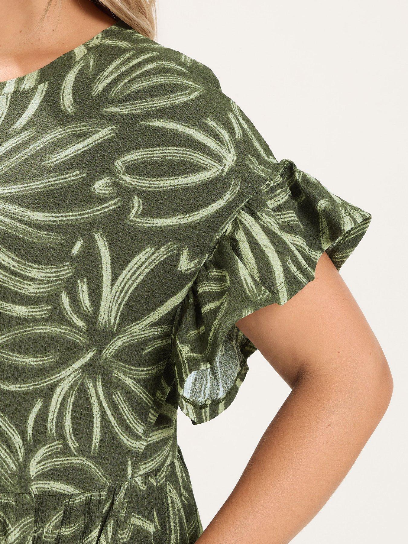 Image 4 of 4 of Yours Womens Curve Frill Sleeve Maxi Dress - Green