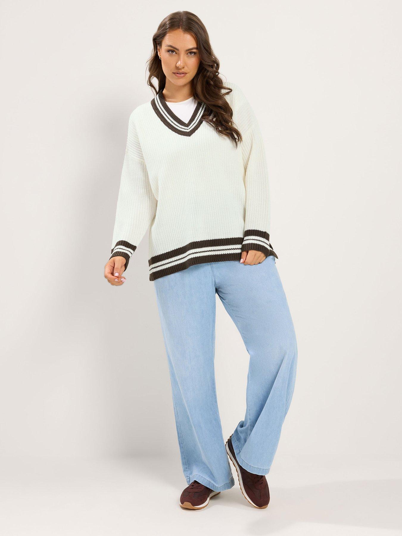 Image 3 of 4 of Yours Curve Tennis Jumper - White