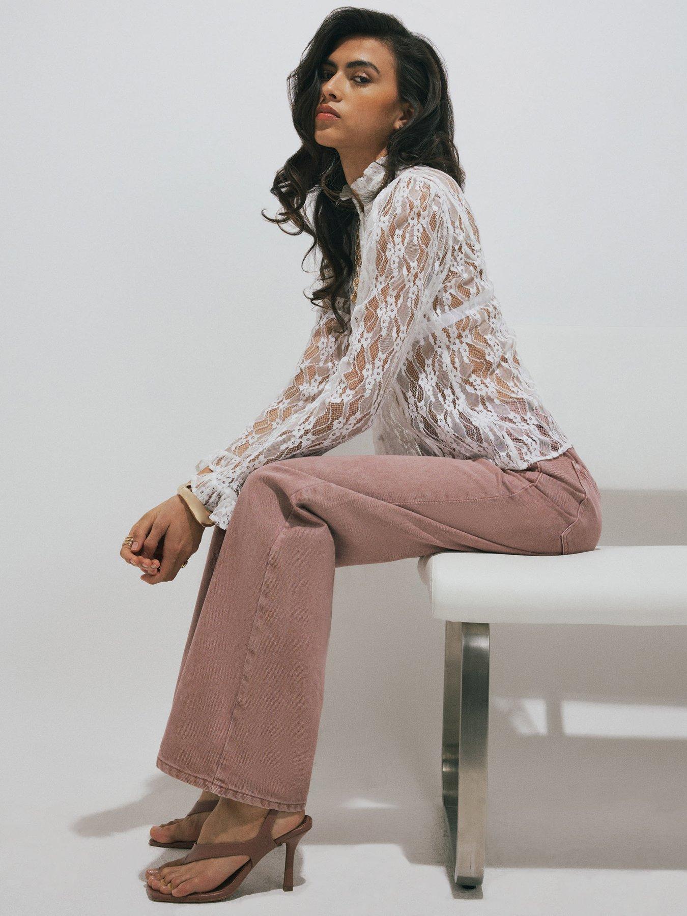 Image 3 of 6 of River Island Relaxed Straight Leg Jeans - Pink