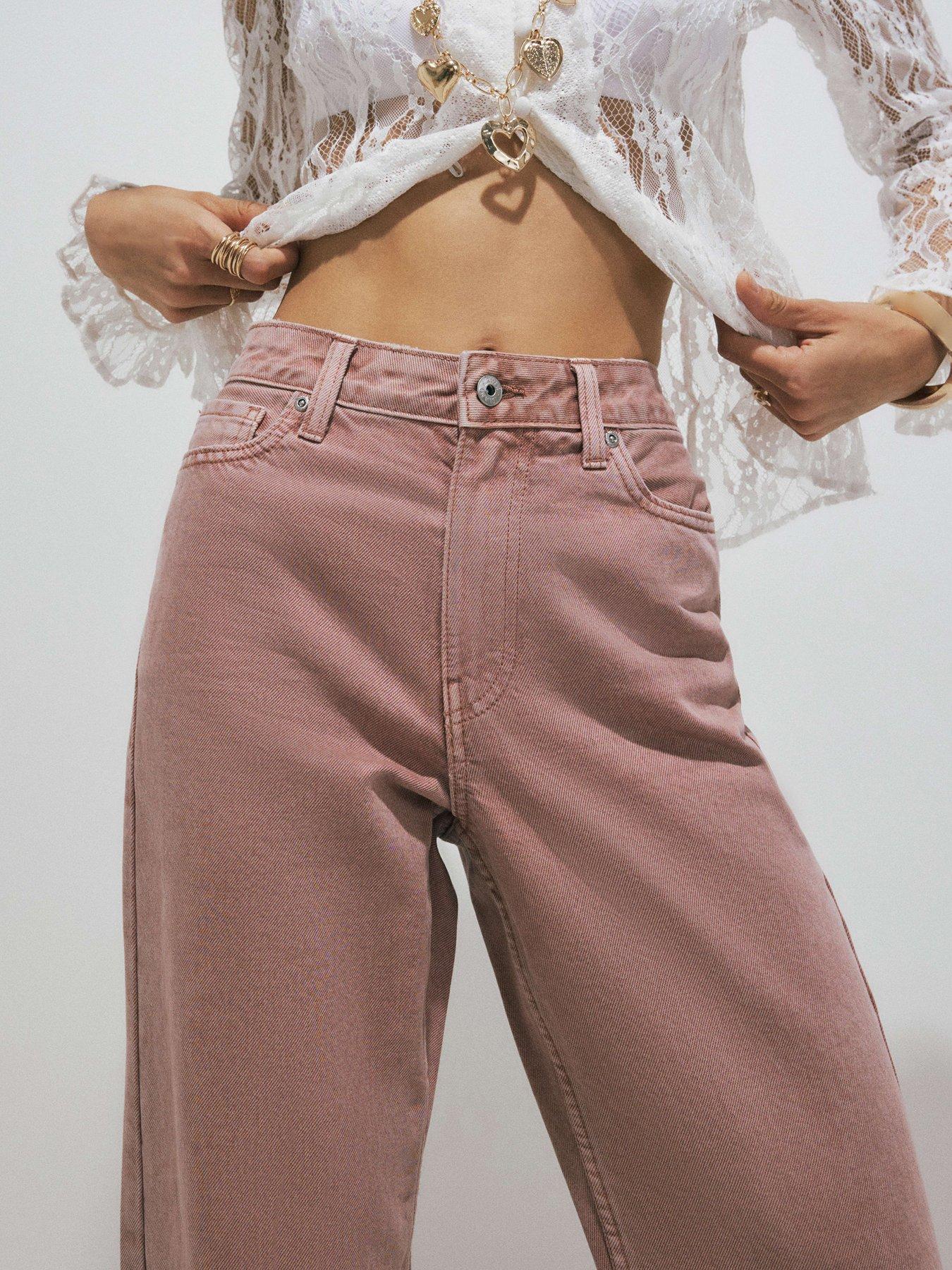 Image 4 of 6 of River Island Relaxed Straight Leg Jeans - Pink