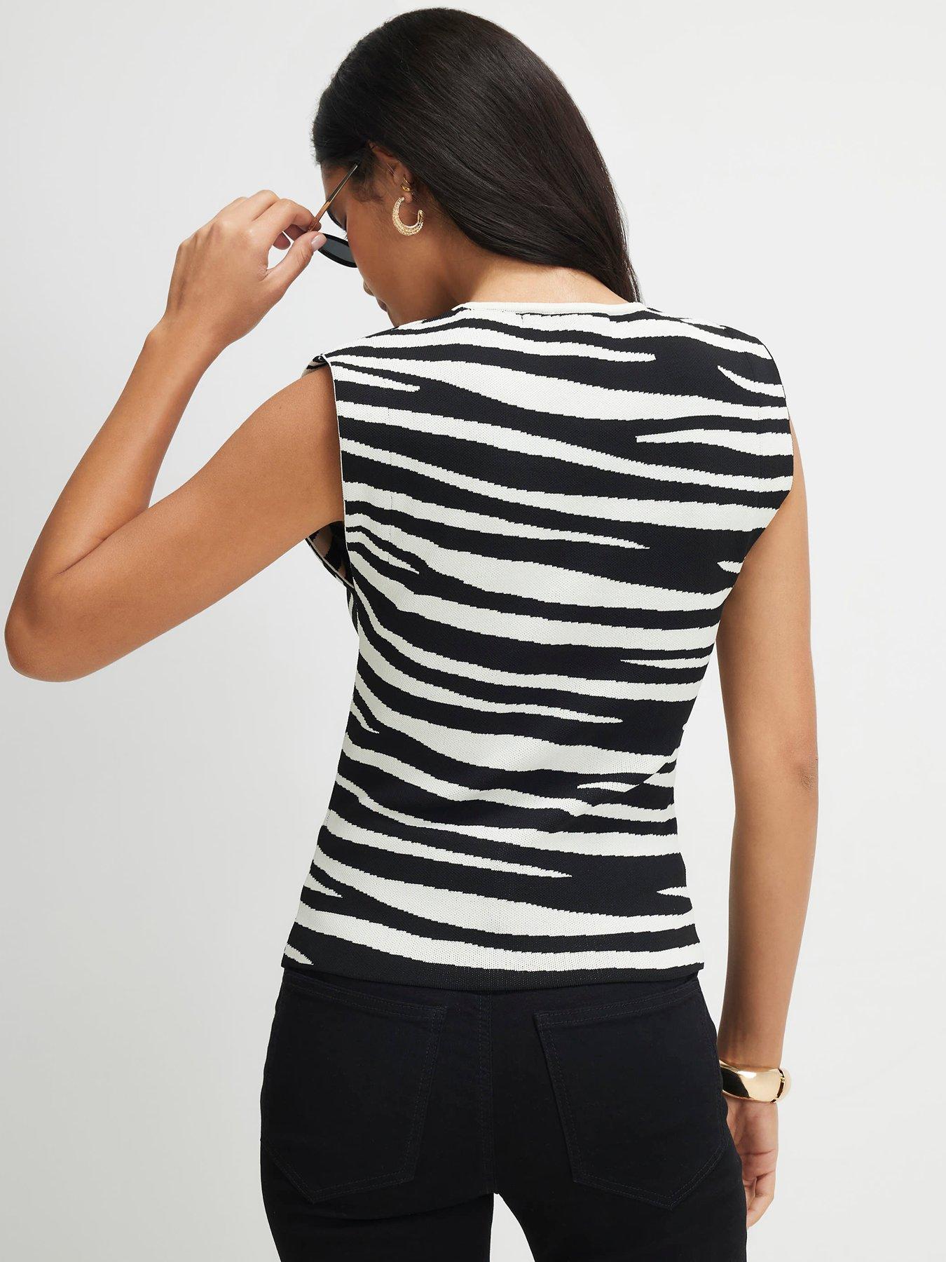 Image 2 of 6 of River Island Zebra Fitted Brunch Top - Black
