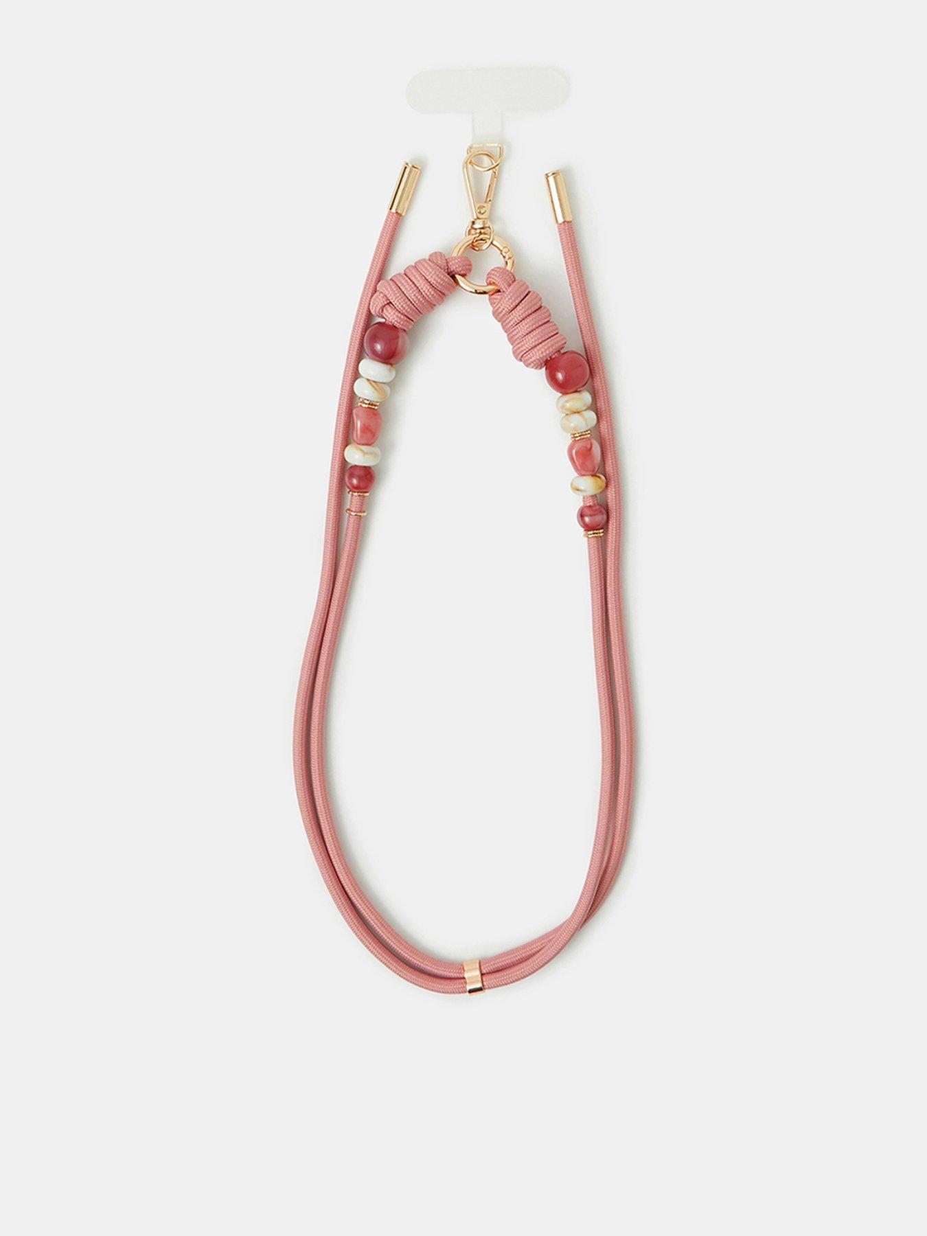 Accessorize Cord Bead Phone Strap - Pink
