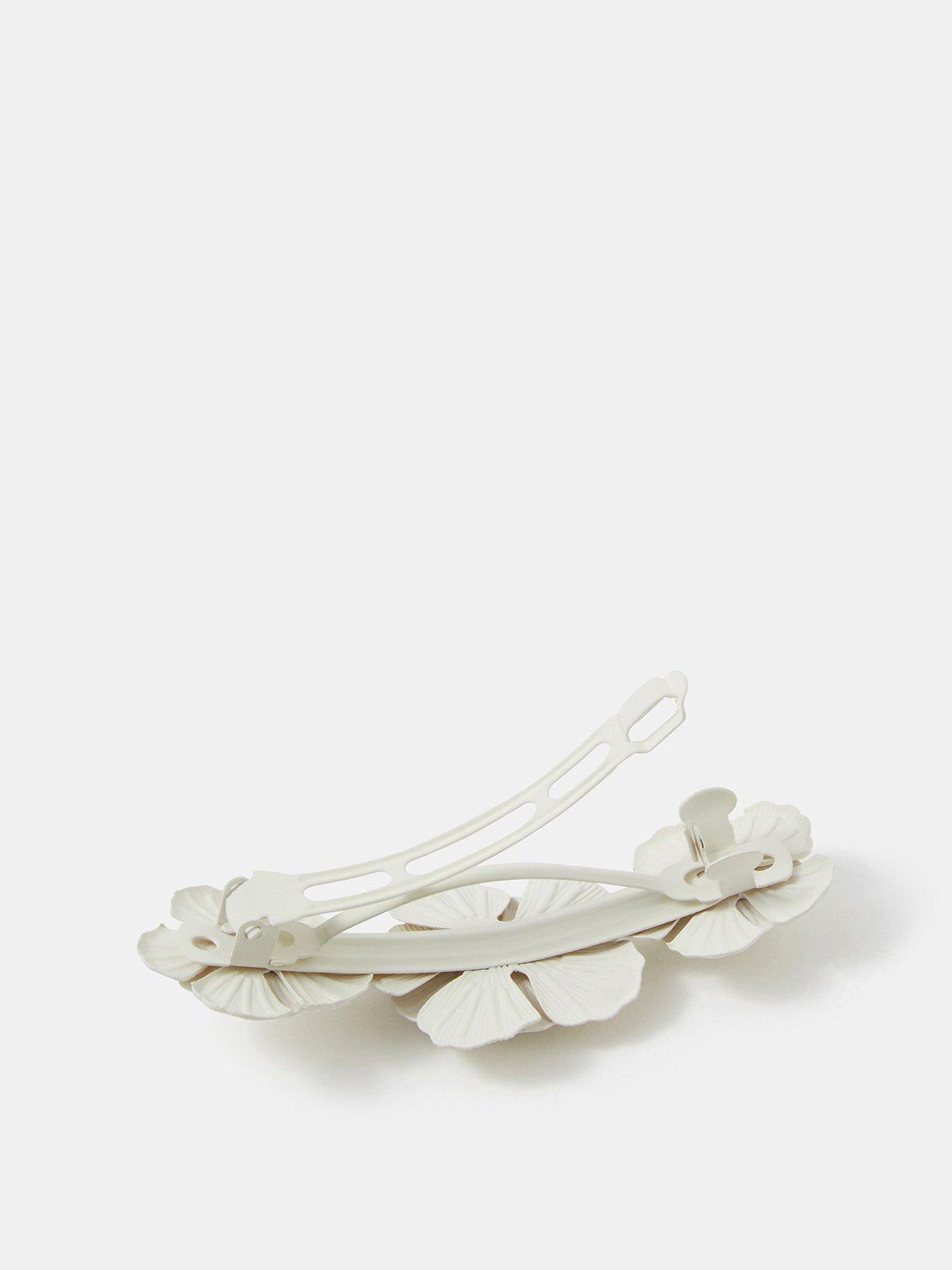 Image 2 of 2 of Accessorize Floral Barrette Hair Clip - White