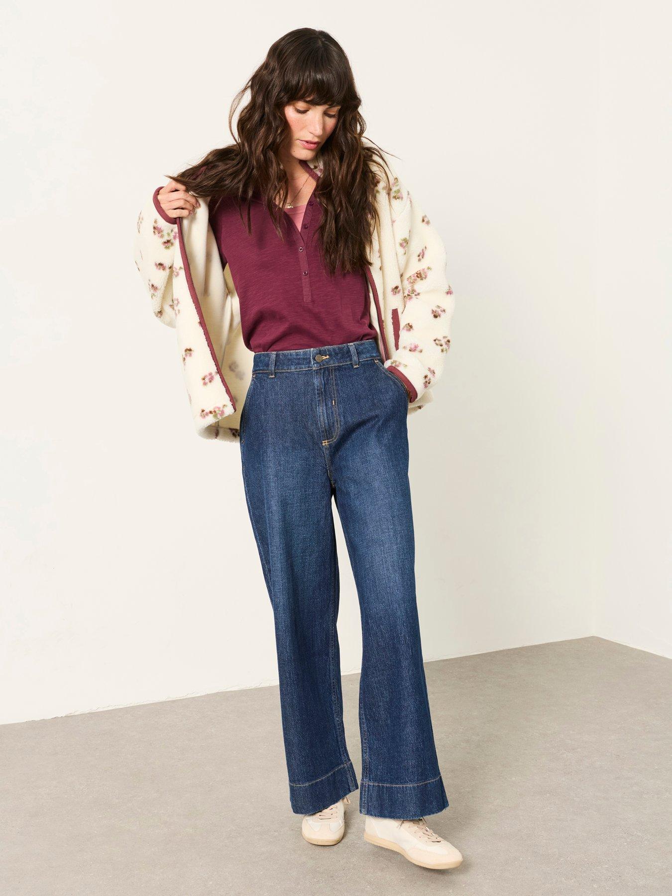FatFace Women's Hove Wide Leg Denim Jeans - Dark Blue