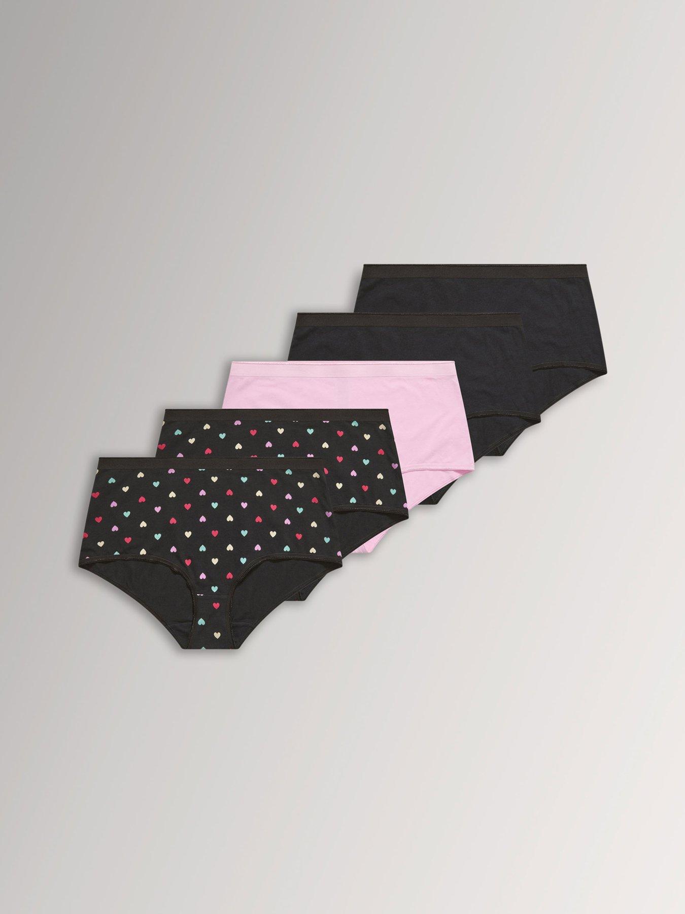 Image 1 of 4 of Yours Curve 5 Pack Pastel Hearts Full Briefs