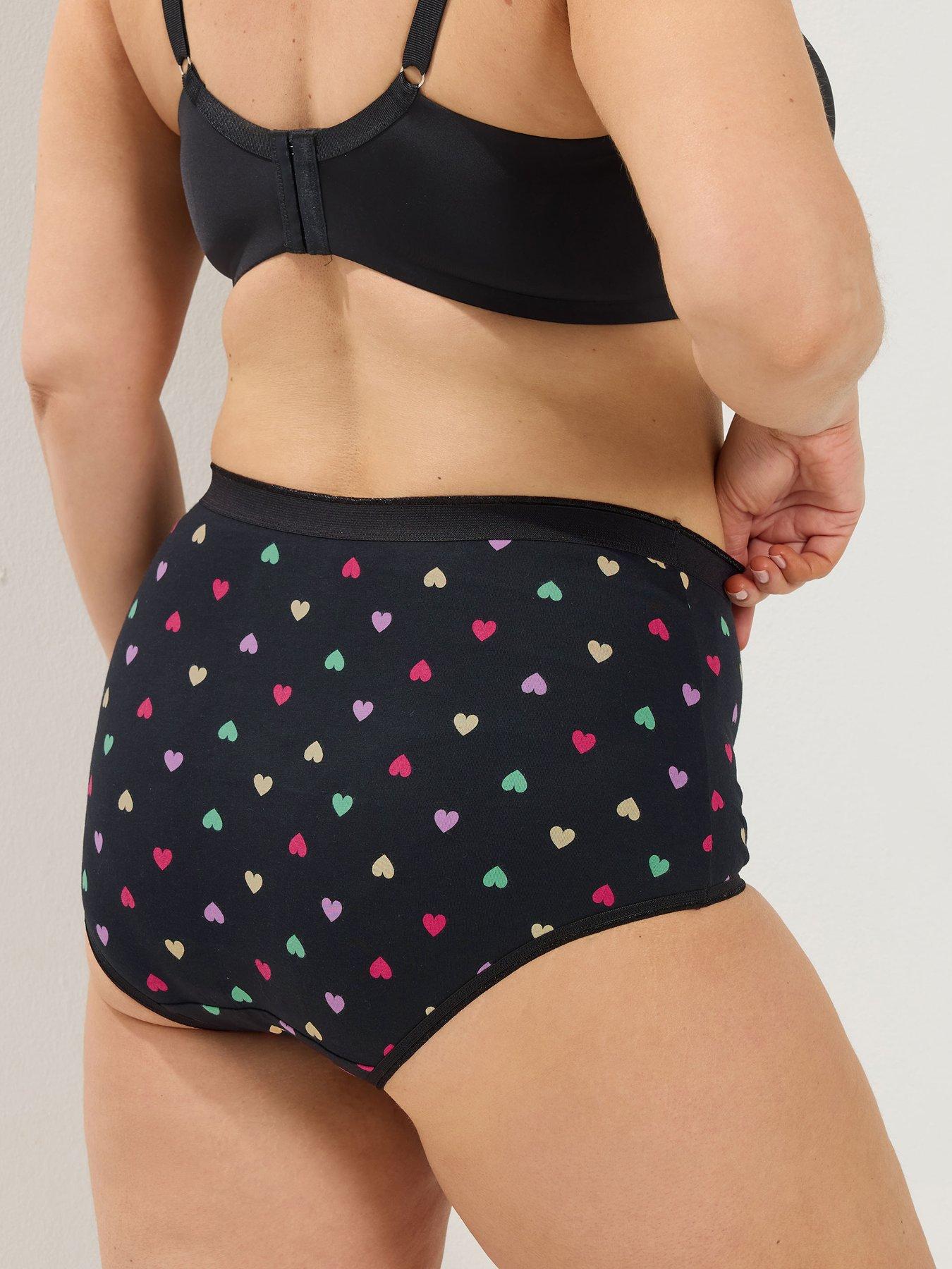 Image 2 of 4 of Yours Curve 5 Pack Pastel Hearts Full Briefs