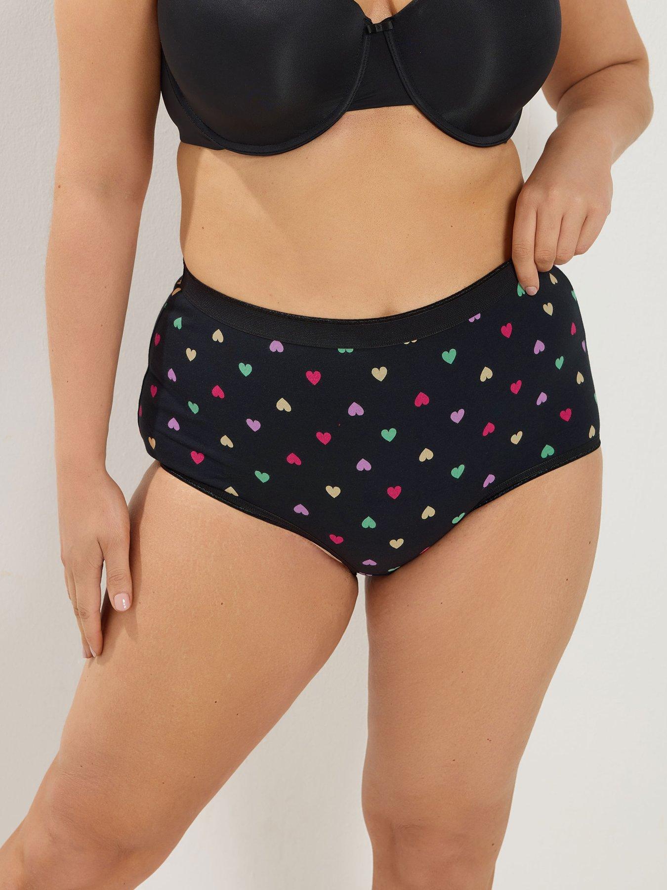 Image 3 of 4 of Yours Curve 5 Pack Pastel Hearts Full Briefs