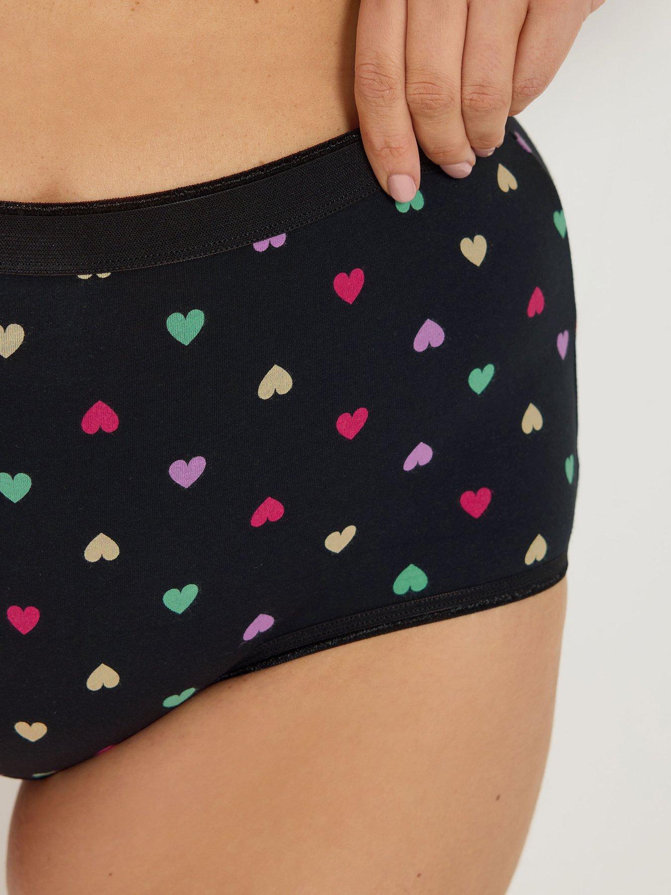 Image 4 of 4 of Yours Curve 5 Pack Pastel Hearts Full Briefs