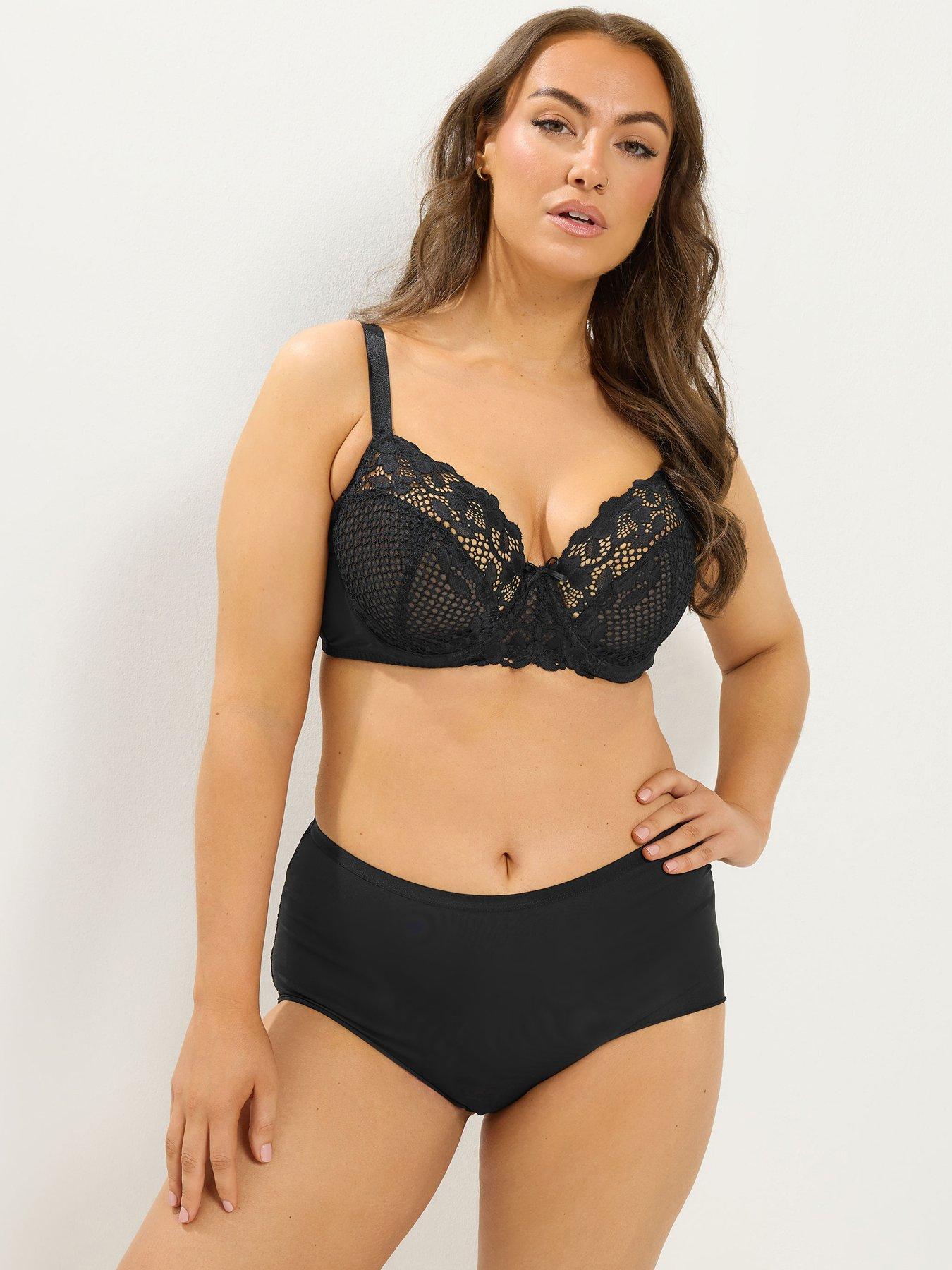 Image 3 of 4 of Yours Womens Curve 2 Pack Lace Trim Underwired Bra - Blue