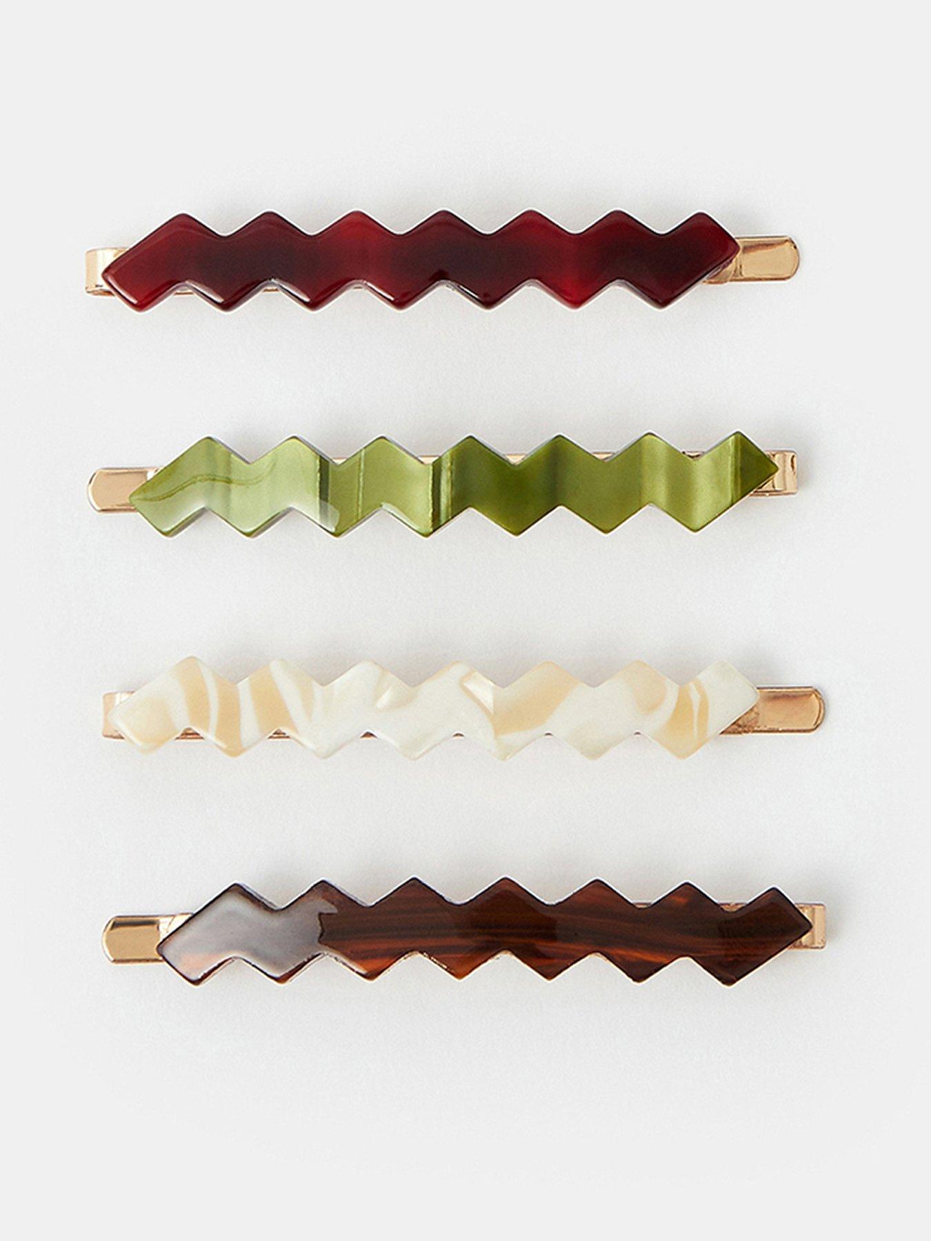 Accessorize Modern Wavy Resin Hair Slide Set 4 Pack - Multi
