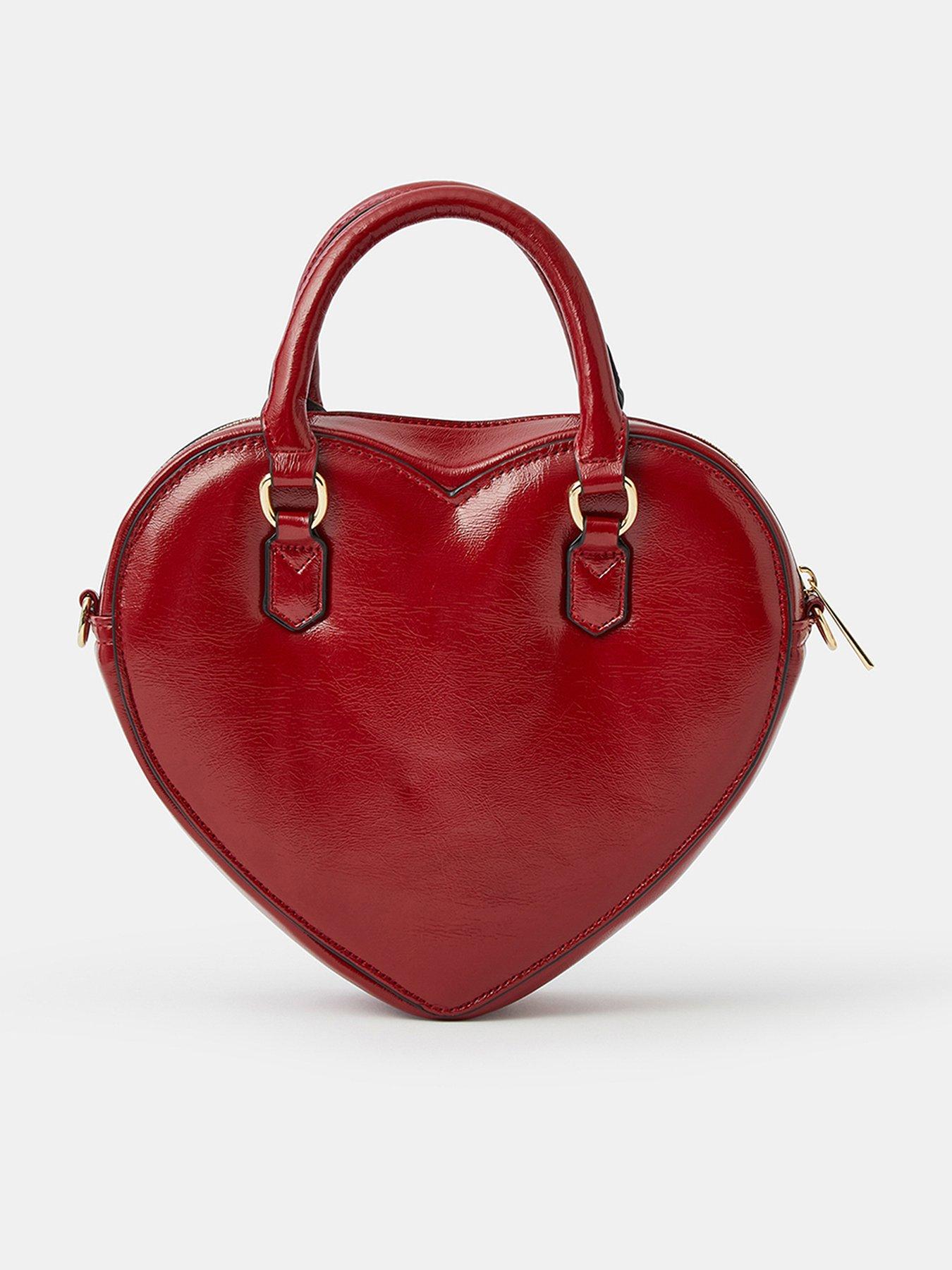Image 1 of 5 of Accessorize Heart-Shaped Crossbody Handbag - Red