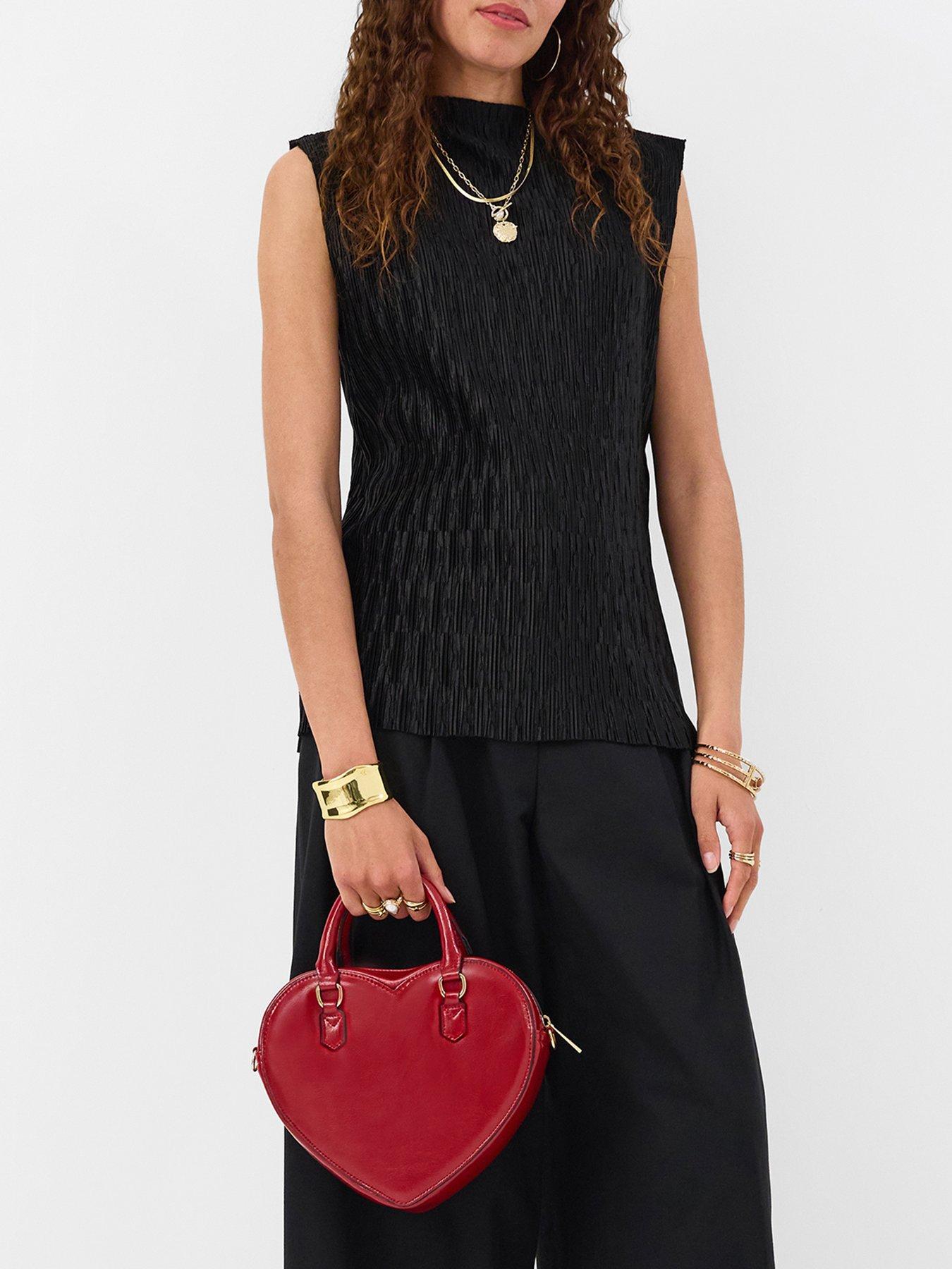 Image 2 of 5 of Accessorize Heart-Shaped Crossbody Handbag - Red