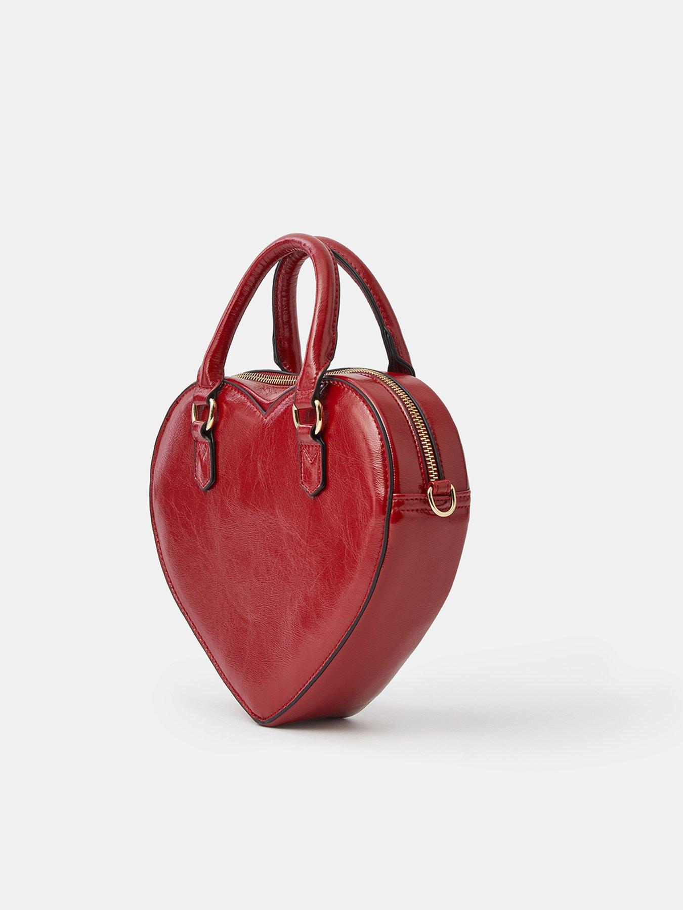 Image 3 of 5 of Accessorize Heart-Shaped Crossbody Handbag - Red
