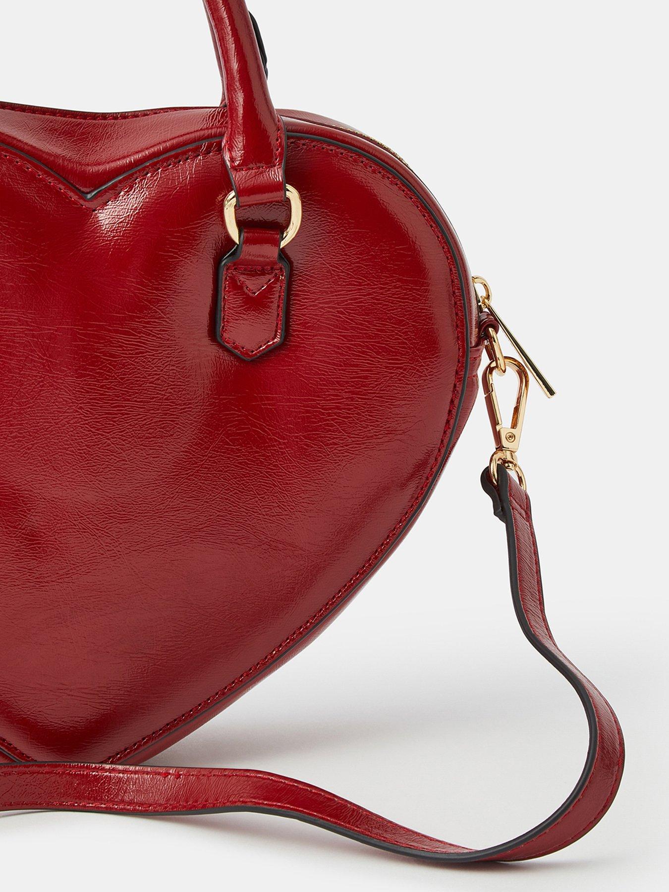 Image 4 of 5 of Accessorize Heart-Shaped Crossbody Handbag - Red