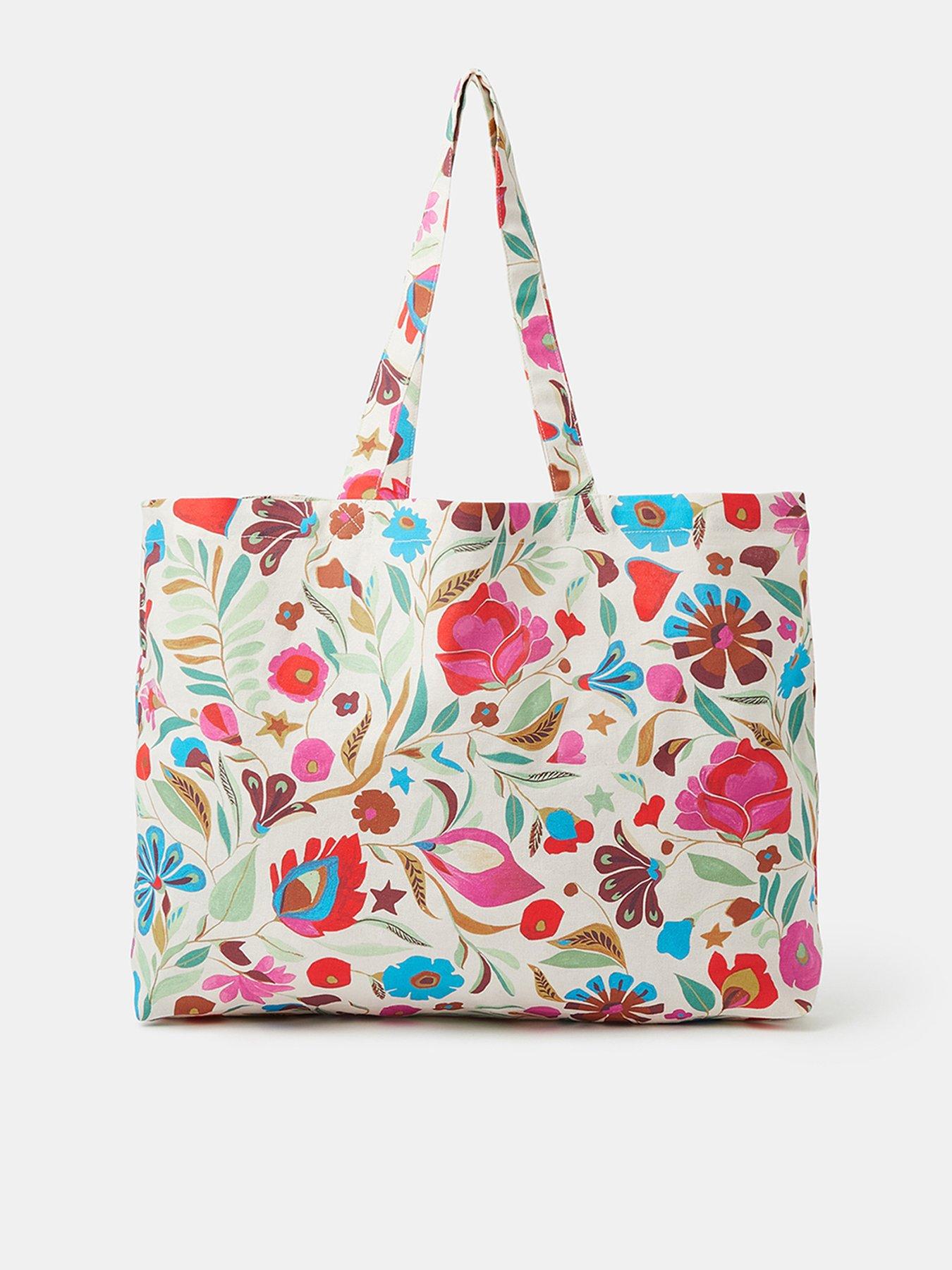 Image 1 of 5 of Accessorize Large Floral Print Shopper Tote Bag - Multi