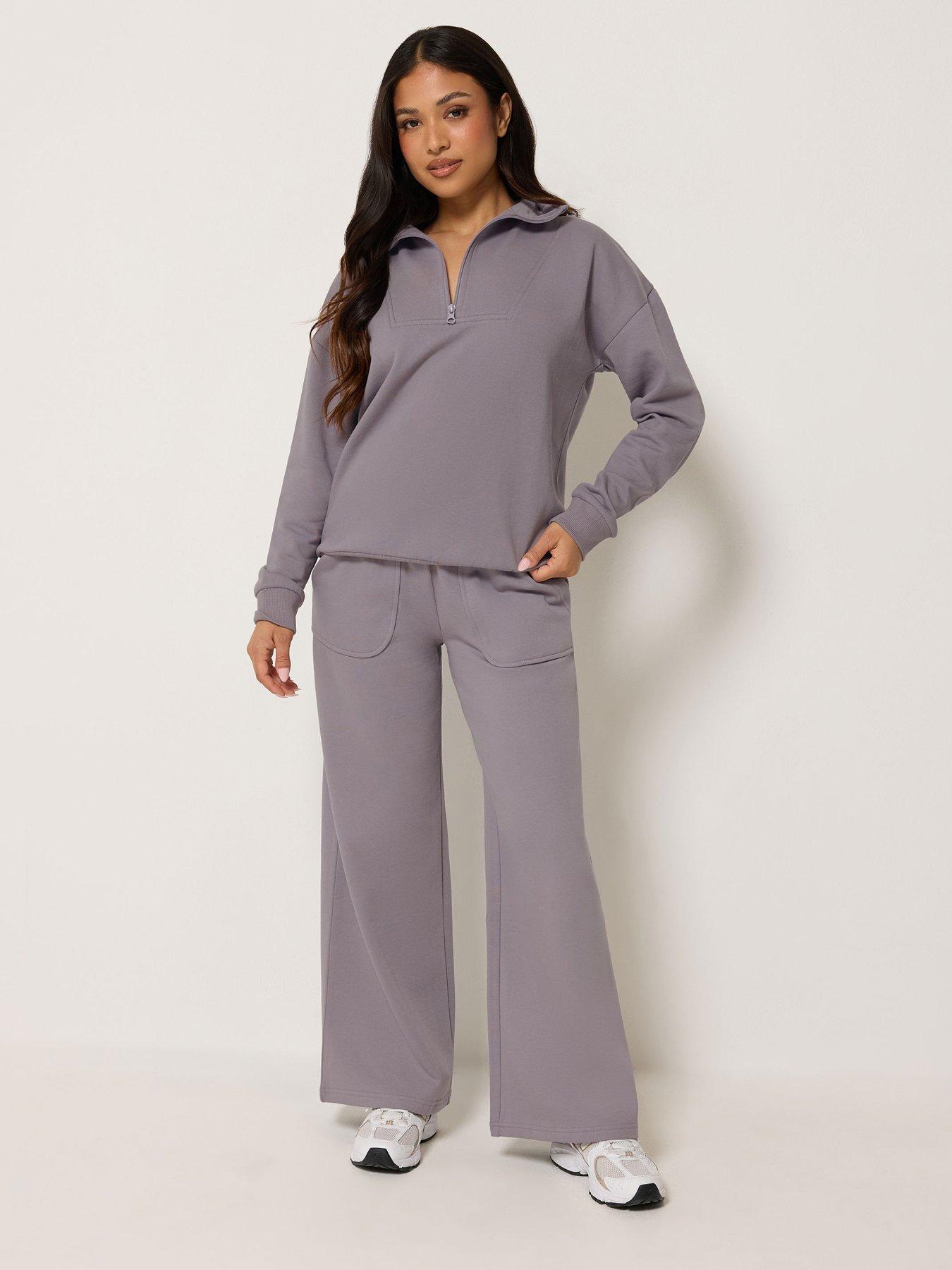 Image 3 of 4 of PixieGirl Petite Funnel Neck Zip Sweatshirt - Purple