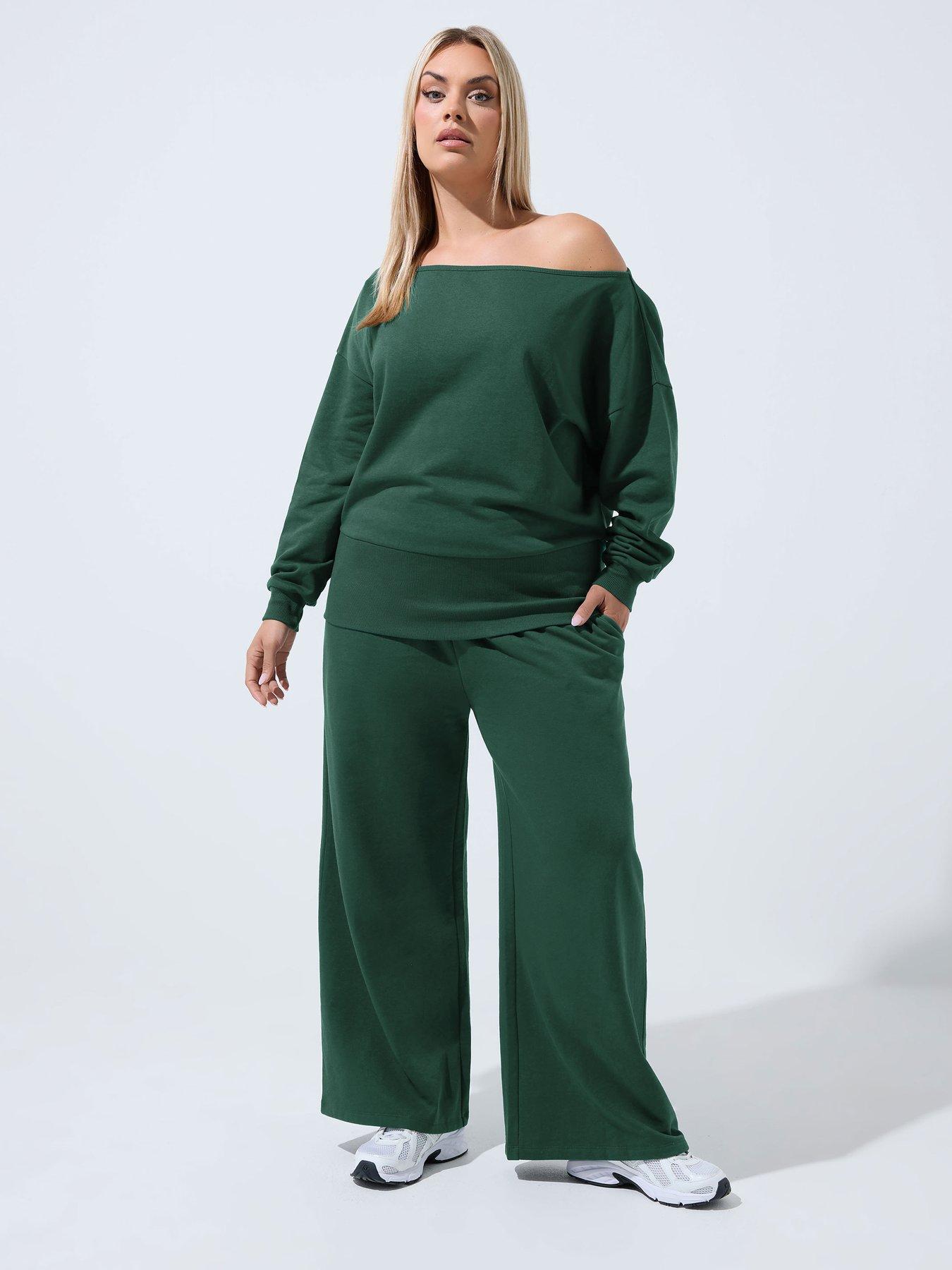 Image 3 of 4 of Yours Curve Forest Green Jogger