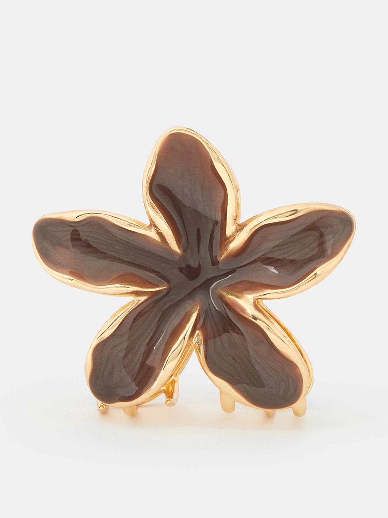 Accessorize Enamel Flower Claw Hair Clip - Brown