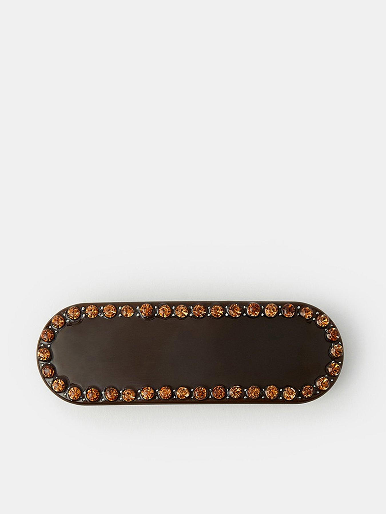 Accessorize Sparkle Edge Barrette Hair Clip - Brown