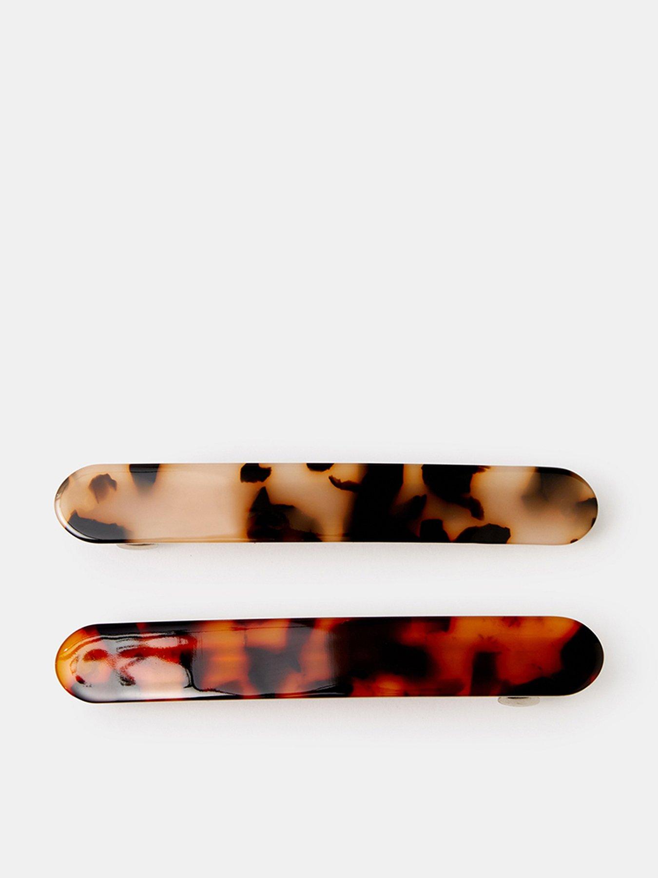 Accessorize Tortoiseshell Effect Barrette Hair Clip Set 2 Pack - Multi