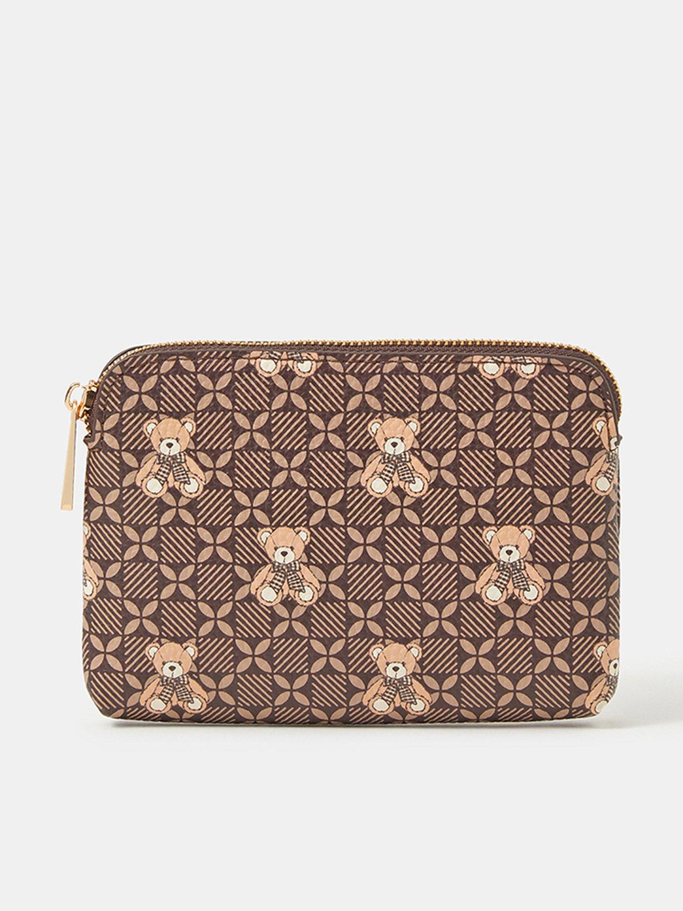 Accessorize Teddy Print Coin Purse - Brown