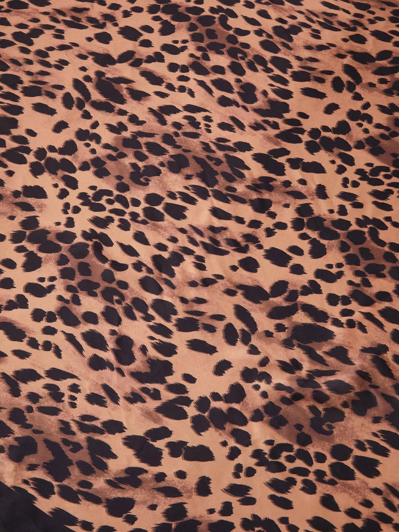 Image 2 of 3 of Accessorize Leopard Print Square Satin Scarf - Brown