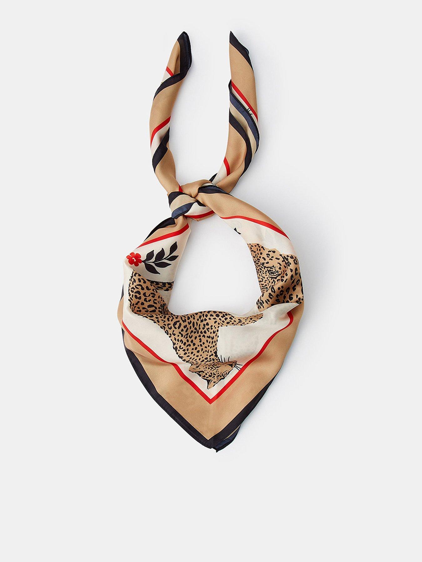 Accessorize Leopard and Sun Print Satin Square Scarf - Multi