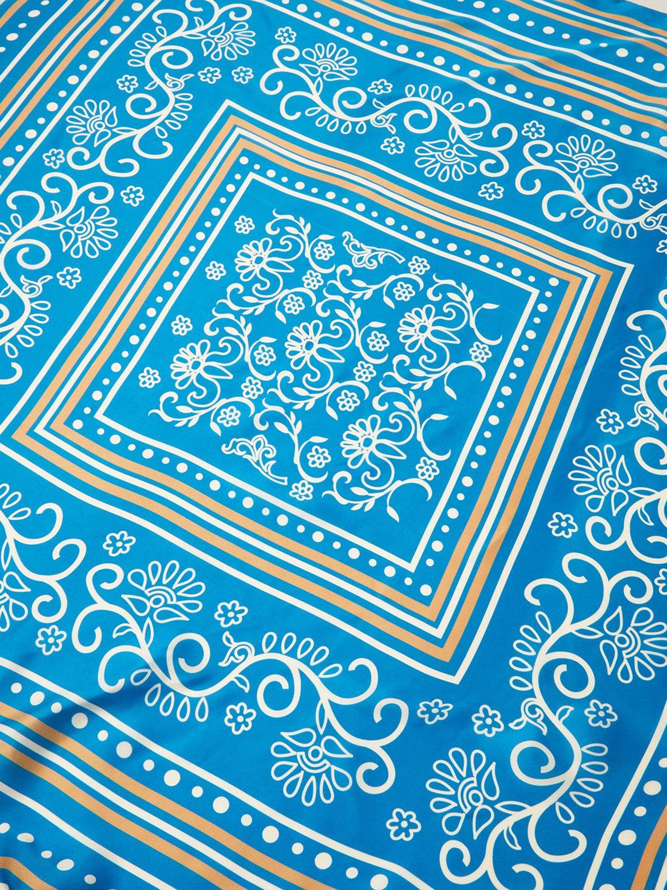 Image 2 of 3 of Accessorize Blueella Satin Square Scarf - Blue