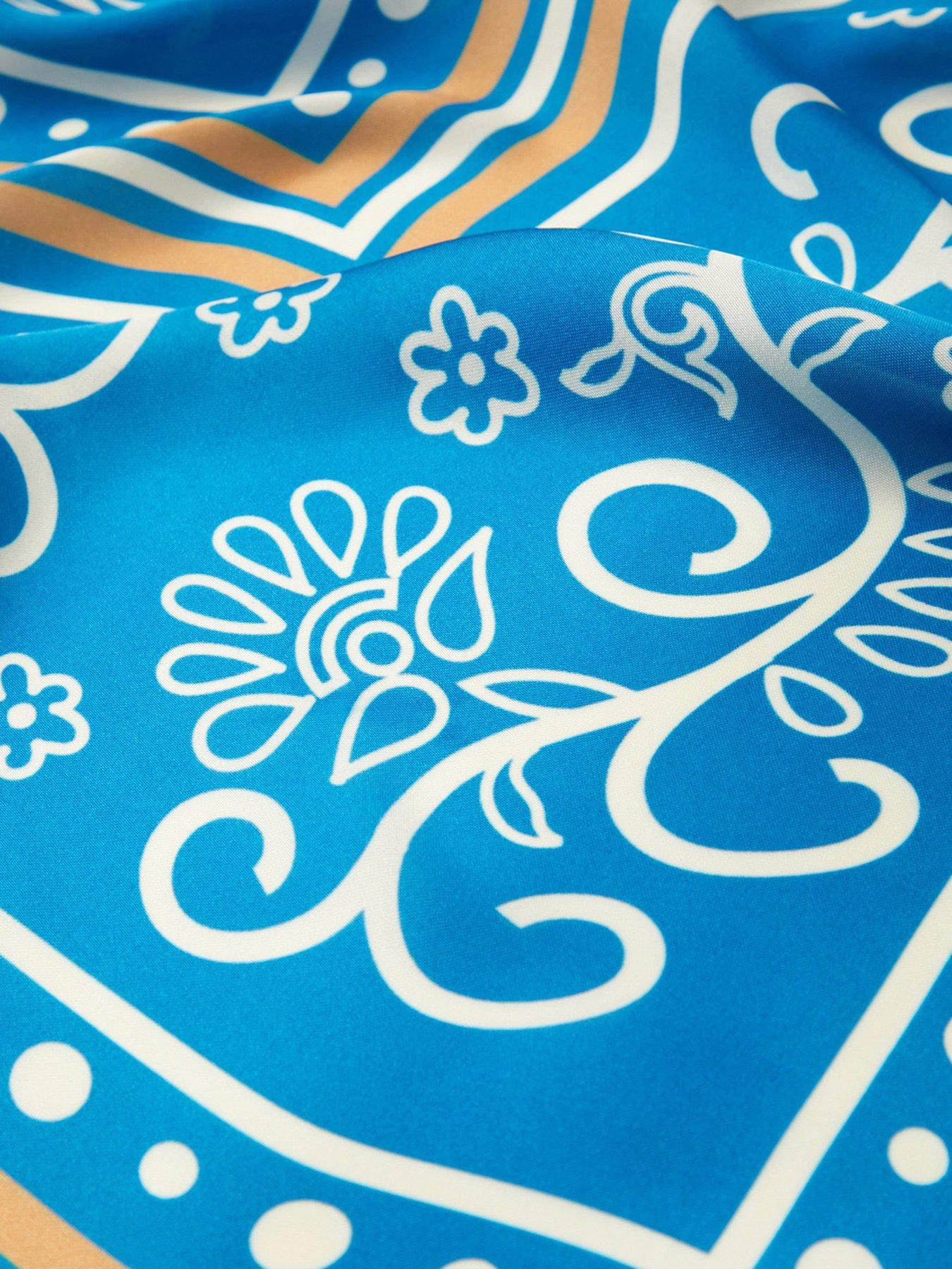 Image 3 of 3 of Accessorize Blueella Satin Square Scarf - Blue