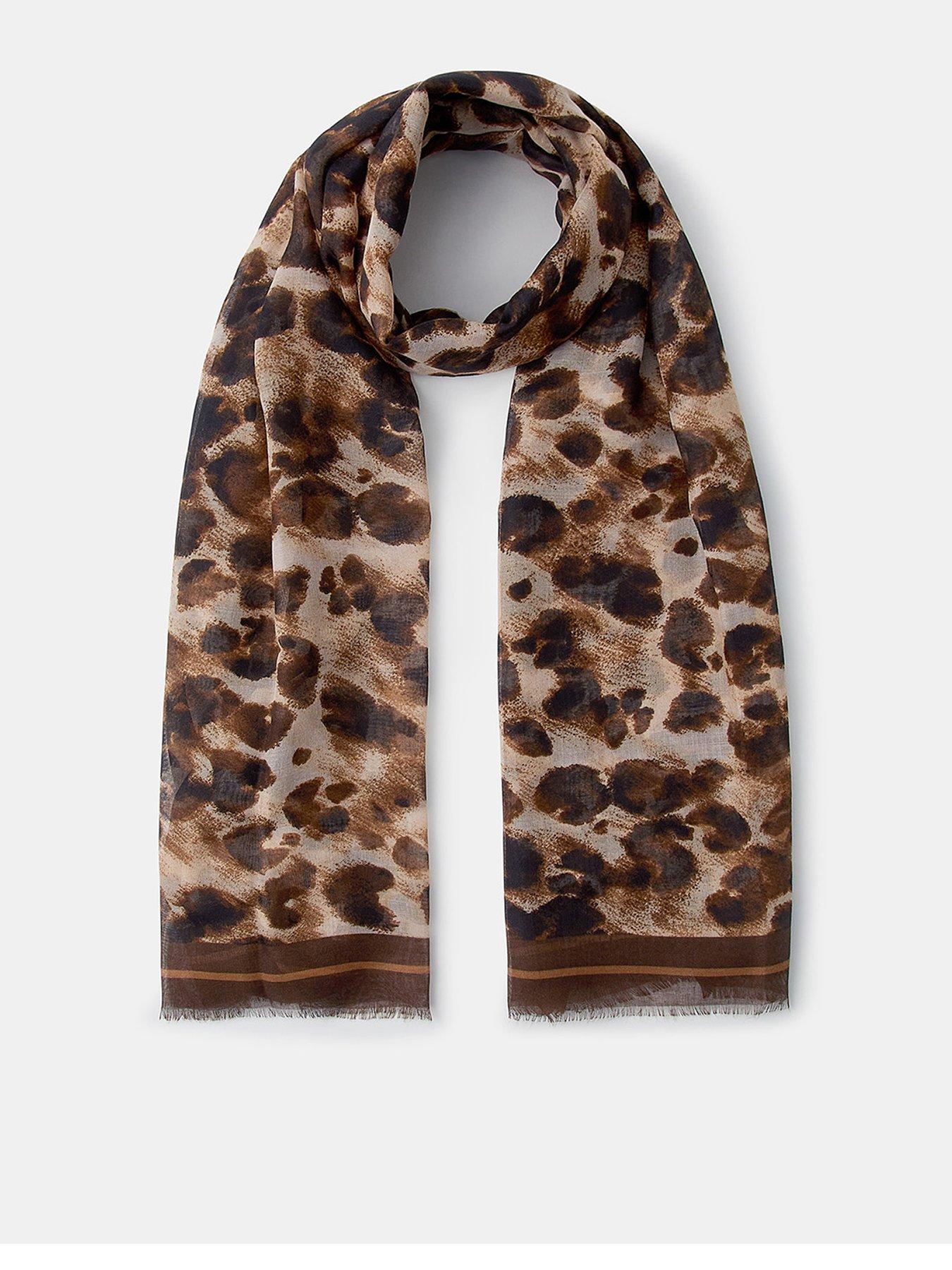 Accessorize Leopard Print Lightweight Scarf - Brown