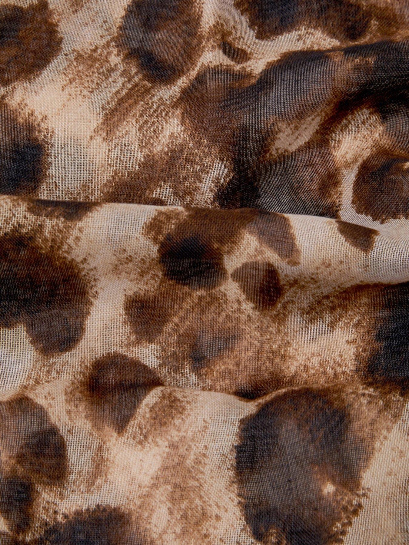 Image 2 of 2 of Accessorize Leopard Print Lightweight Scarf - Brown