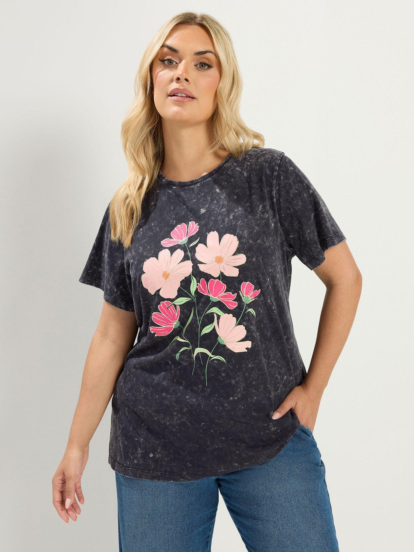 Image 1 of 4 of Yours Curve Set In Sleeve T-Shirt - Grey