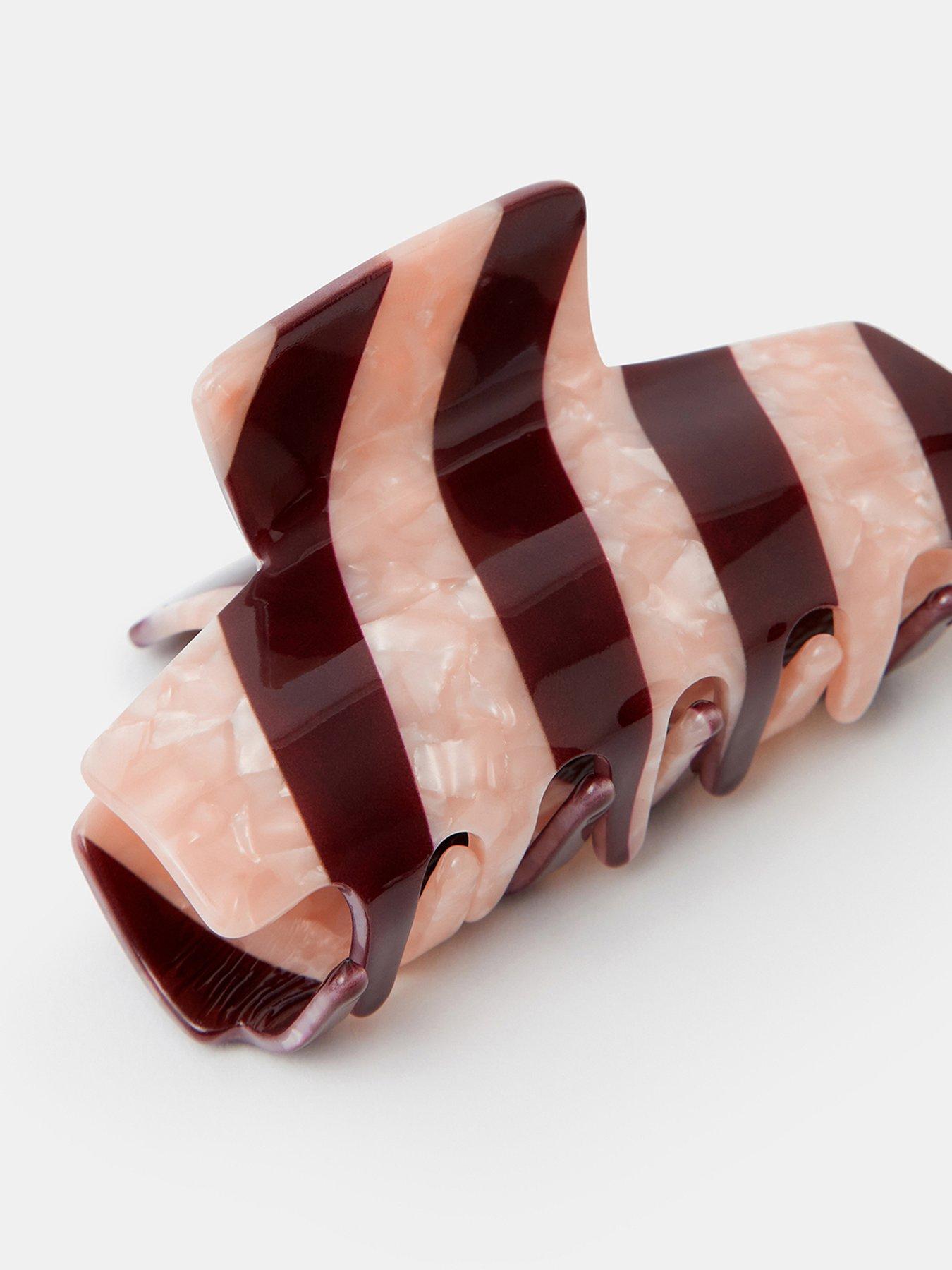 Image 2 of 2 of Accessorize Candy Stripe Claw Clip - Red